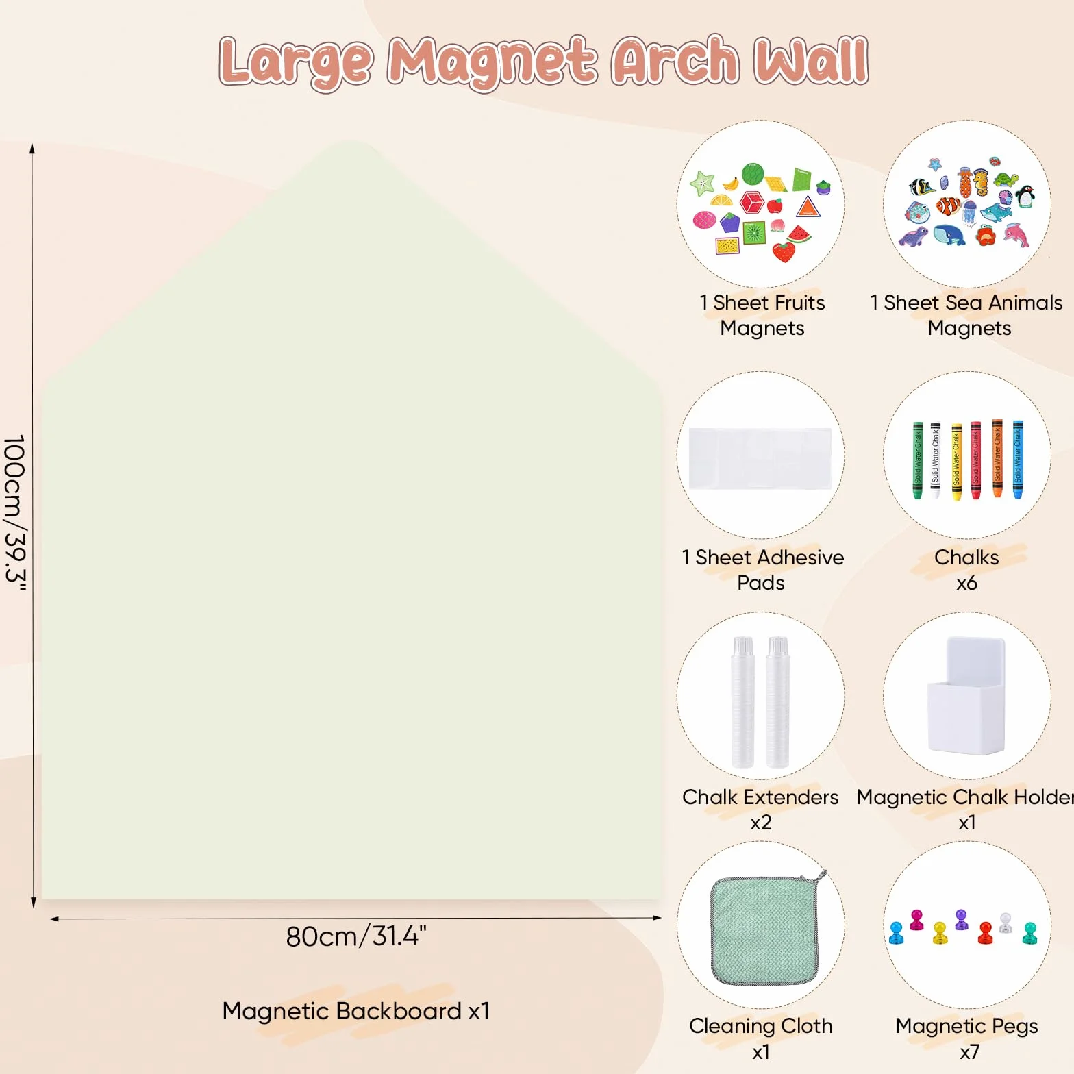 Lavagna magnetica multifunzionale con 2 set di magneti