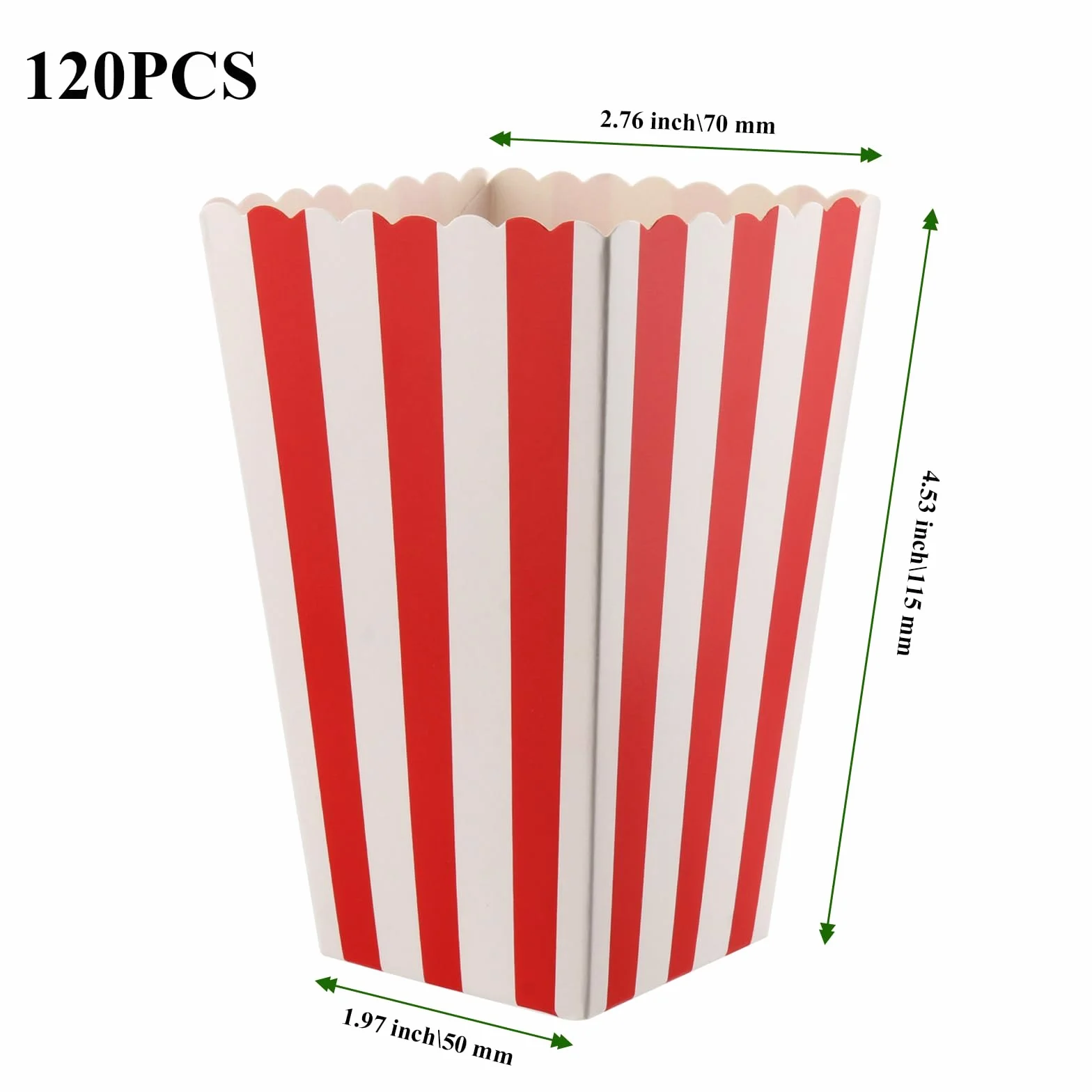 Classiche Scatole di Carta per Popcorn a Righe Rosse e Bianche, 120 Pezzi per Feste e Cinema