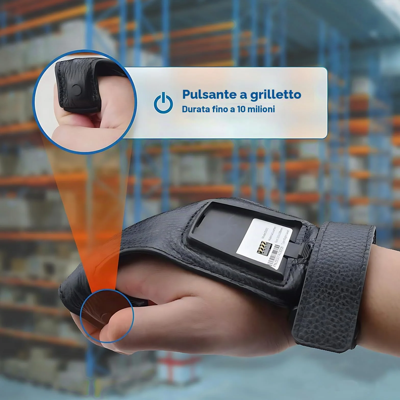 Guanto lettore di codici a barre 2D GS02 Wearable Scanner lettore IP65 Touch Scanning NFC Supporto multilingue per magazzino, sistema di gestione, produzione, spedizione, picking