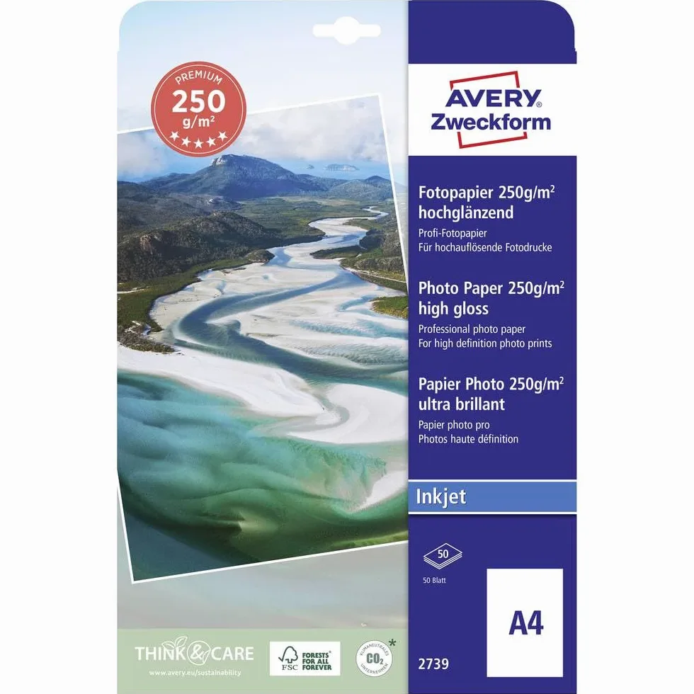 Avery Zweckform BIG PACK Carta fotografica per stampante a getto d'inchiostro DIN A4 2x20 fogli 40 fogli bianco brillante 270 g/m²