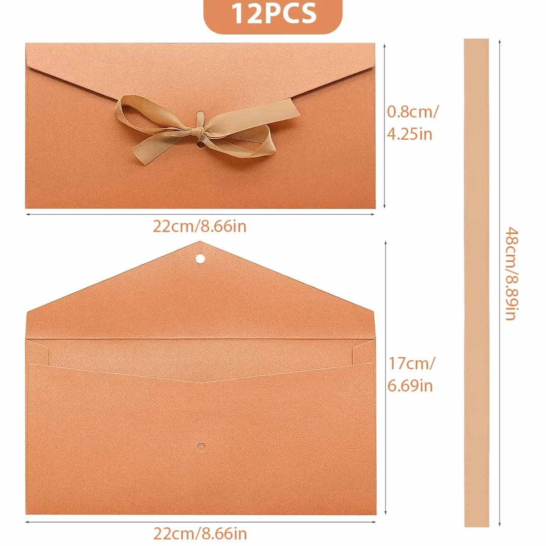 Buste retrò in carta kraft colorate con nastro 22x10,8 cm zestaw na prezenty świąteczne