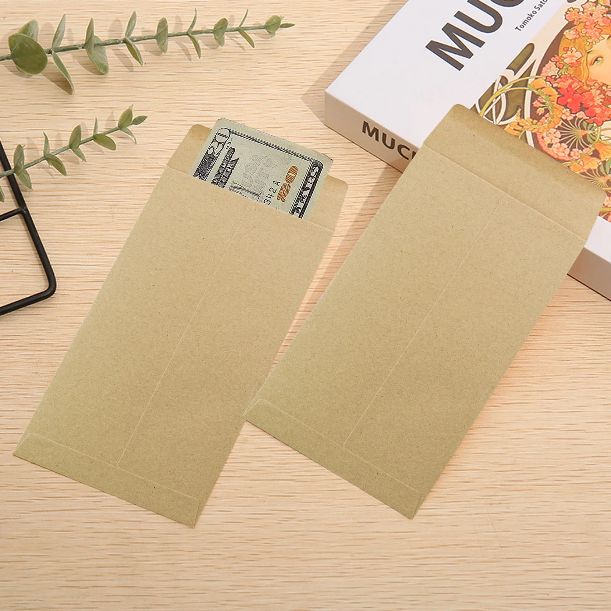 VANRA 150 Buste per Monete in Carta Kraft con Linguetta Gommata 8,9 x 16,5 cm