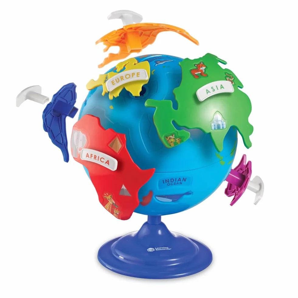 Learning Resources Mappamondo puzzle imparare geografia continenti oceani | Sviluppa conoscenze geografiche di base, riconoscimento di forme e problem solving. Supporta curiosità verso il mondo.