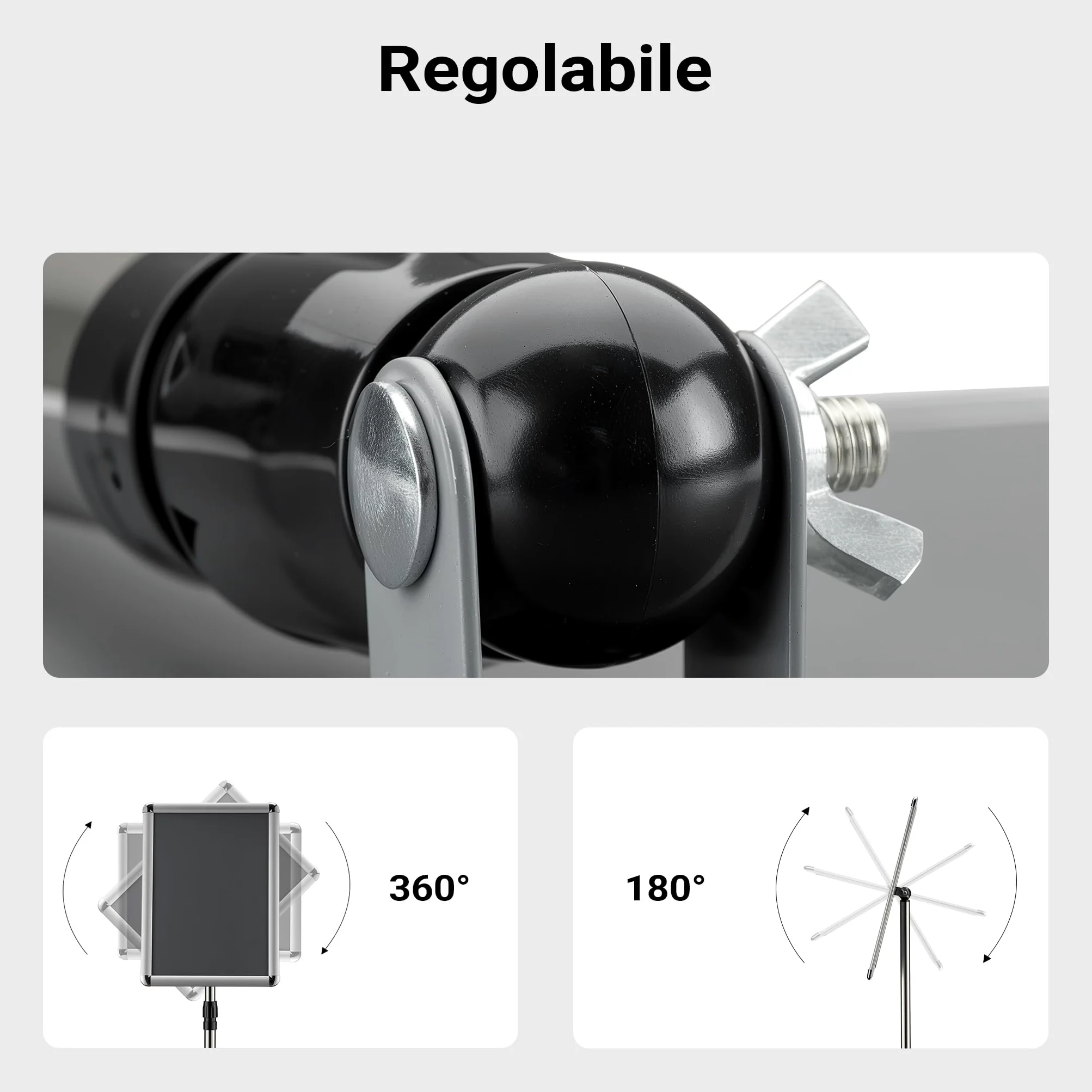 Wiltec Espositore per poster, pubblicità, menù in A3, altezza regolabile 88-138 cm, supporto per presentazioni, stand, piedistallo in alluminio e acciaio