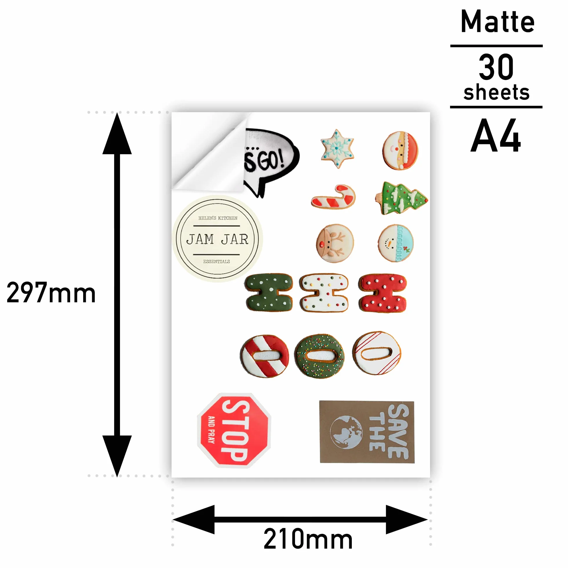 akaca Vinile Carta Adesiva per Stampante A4, 30 Fogli, Bianco Opaco, Impermeabile, Resistente Allo Strappo, 210 x 297 mm