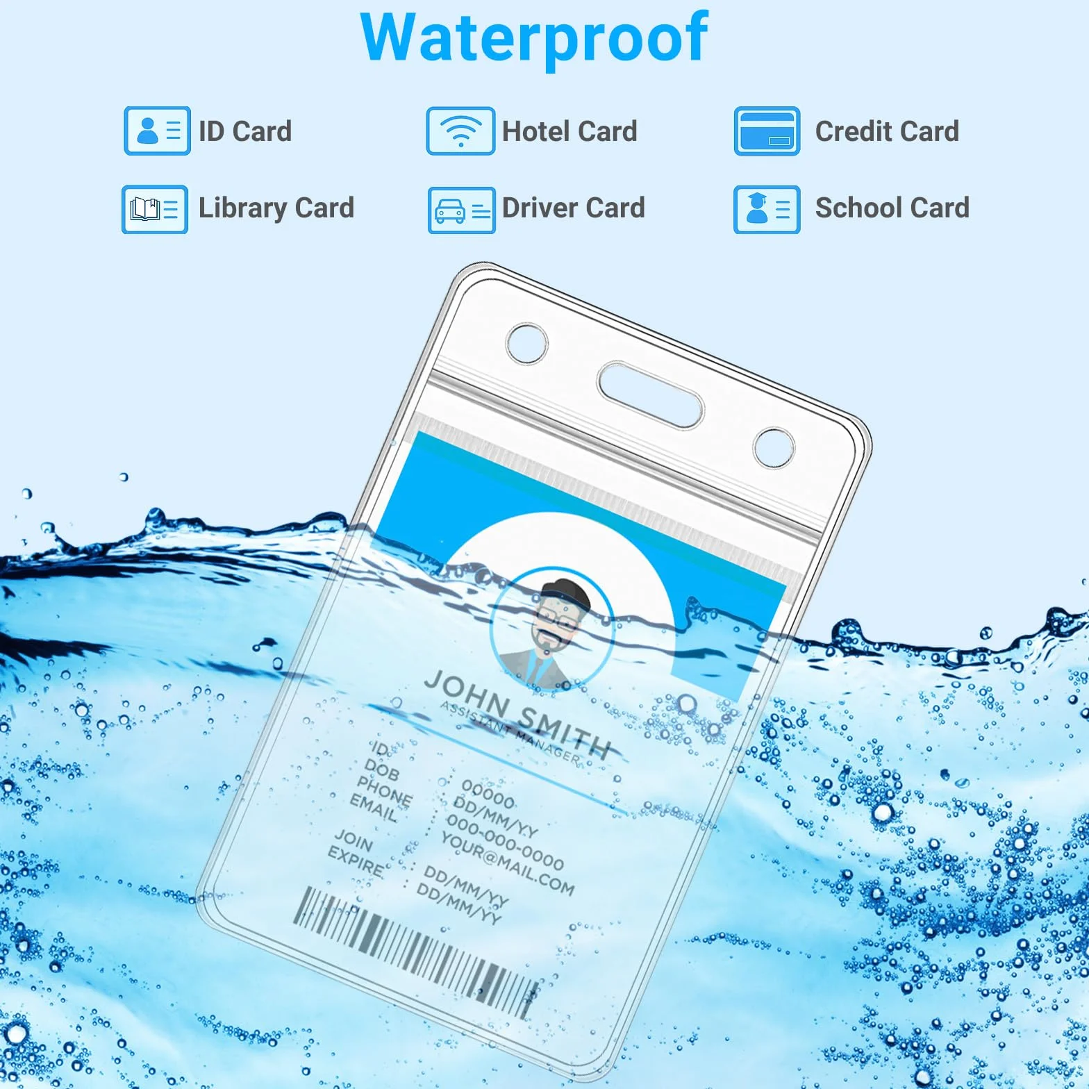 Porta Badge Retrattile con Lanyard, Porta Carte Trasparente e Custodia Impermeabile per DNI e Carte