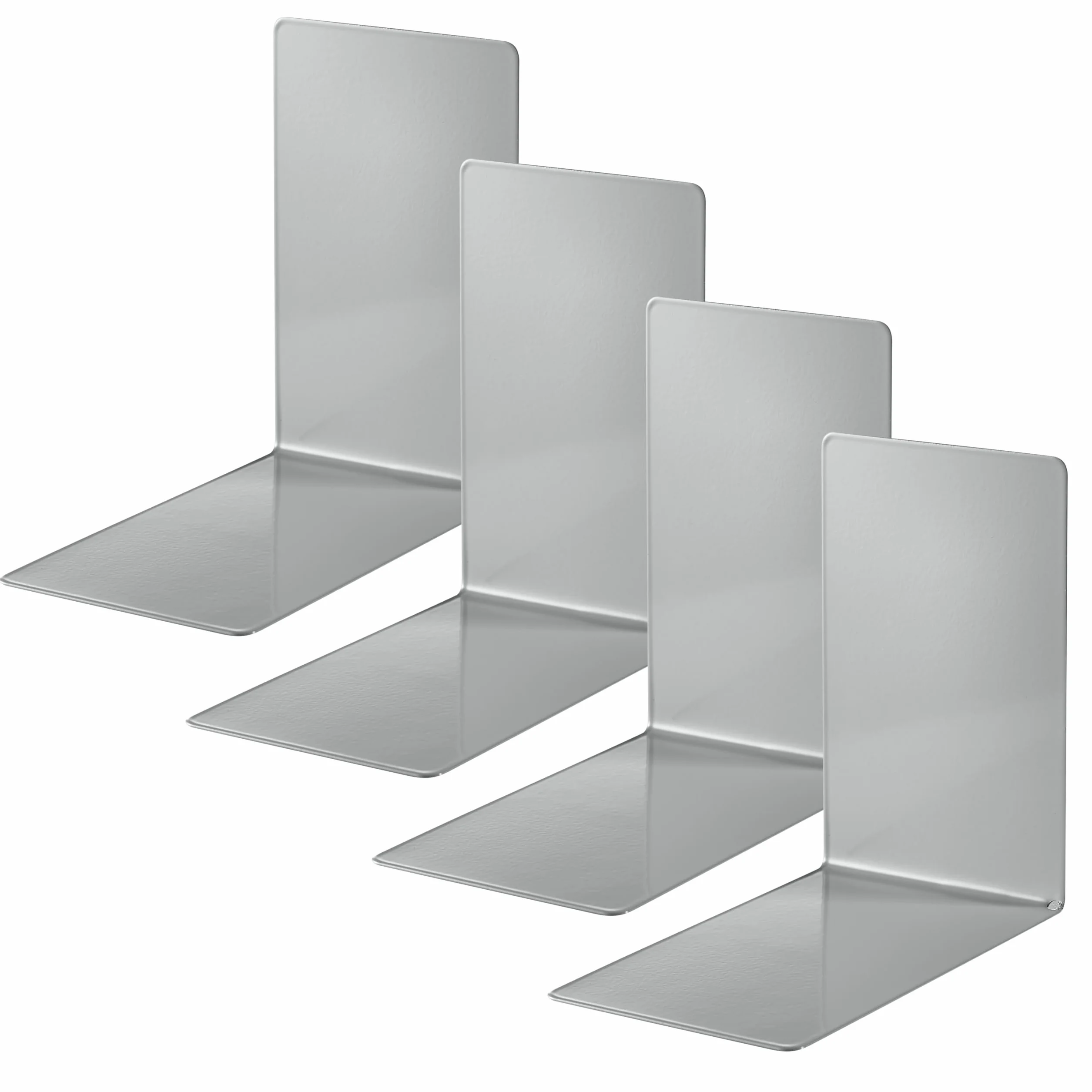 Alco Albert Fermalibri in Metallo 4 Pezzi 14 x 8,5 Cm Grigio per Scuola e Ufficio