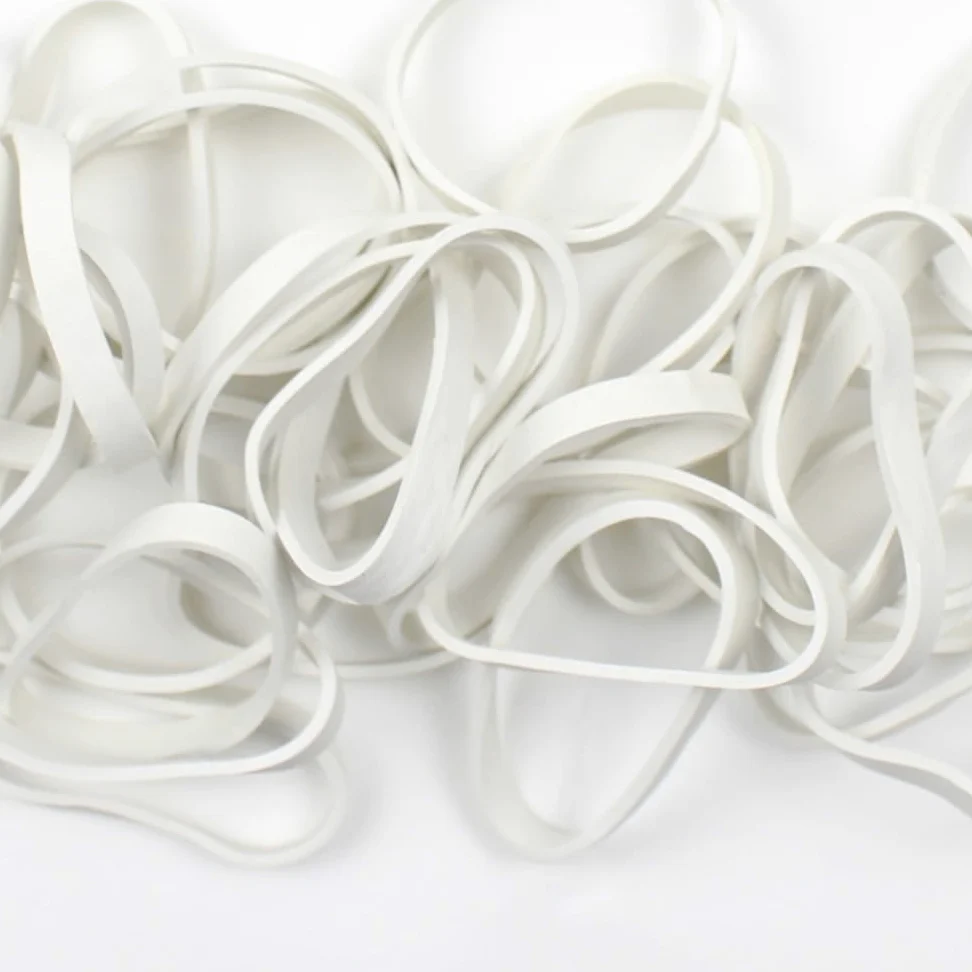 Elastici,Elastici in Gomma da Ufficio, 50 pezzi di elastico bianco grande in gomma, cordoncino elastico resistente da 5 mm, elastici robusti for uso scolastico, domestico e in ufficio(50x5x1.5mm)
