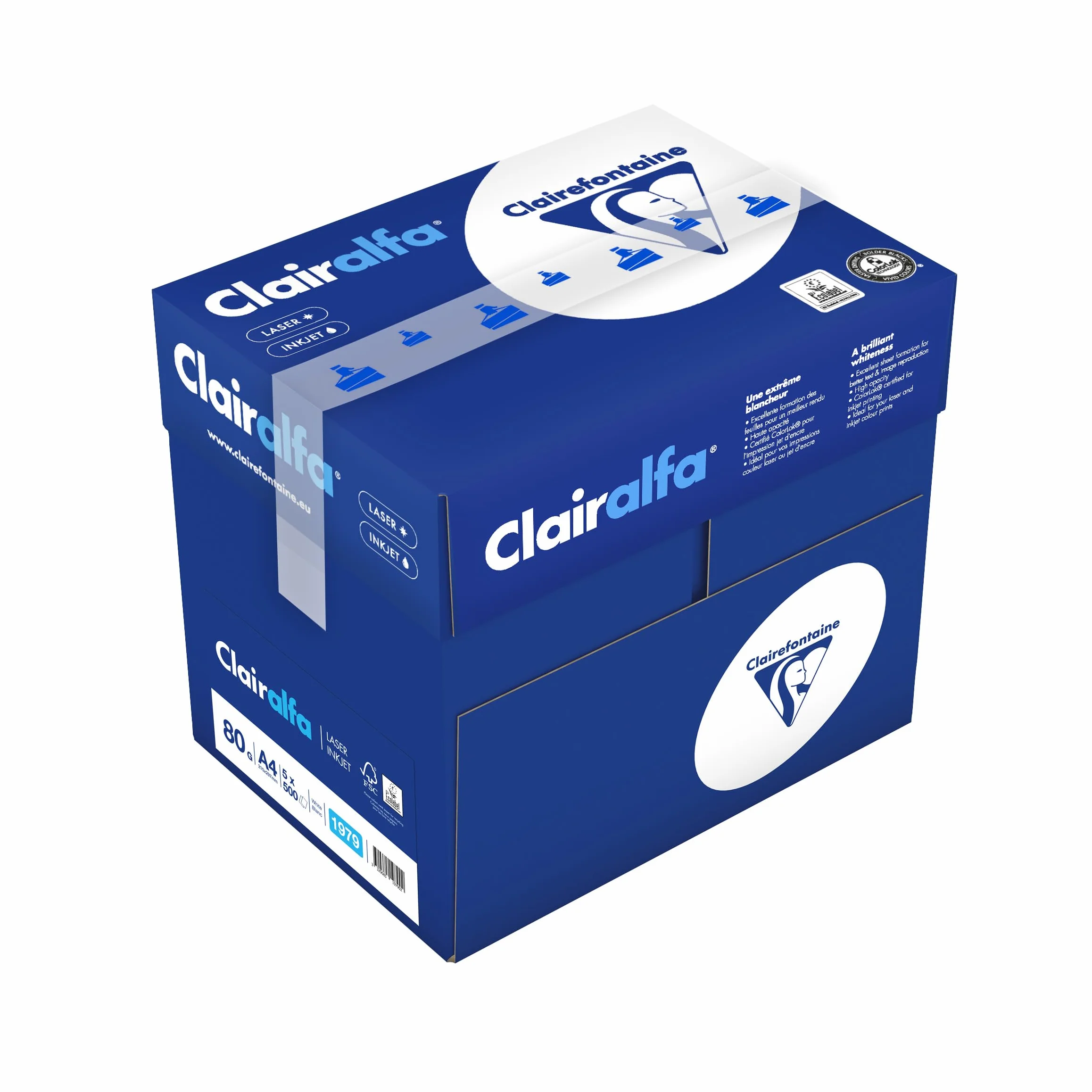 Clairefontaine Clairalfa 1929C, 2500 fogli di carta bianca, bianco