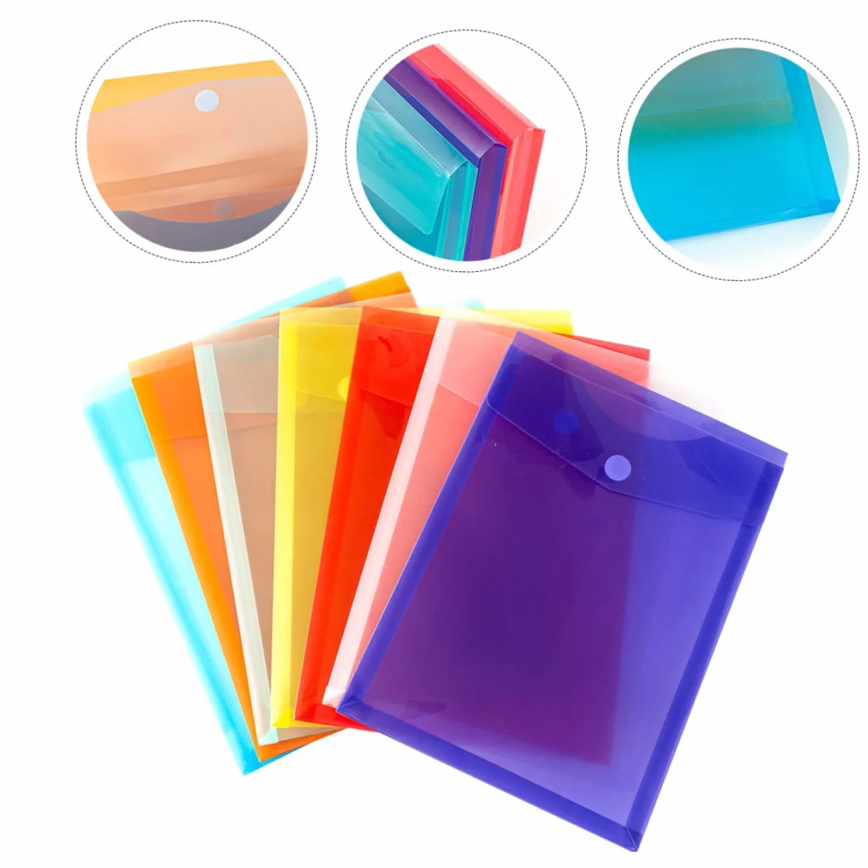 VILLCASE 3 Set Di Cartelle Portadocumenti Per Ufficio Cartelle Portadocumenti Con Bottone Automatico Formato A4 in Plastica Sicura 7 Pezzi*3