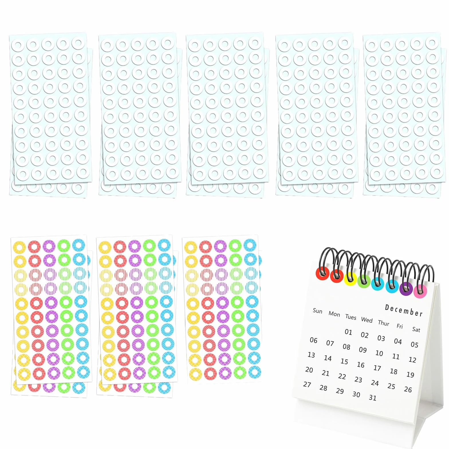 Salvabuchi Fogli Anelli Rinforzi Trasparenti 13mm 6 Colori 750 Pezzi