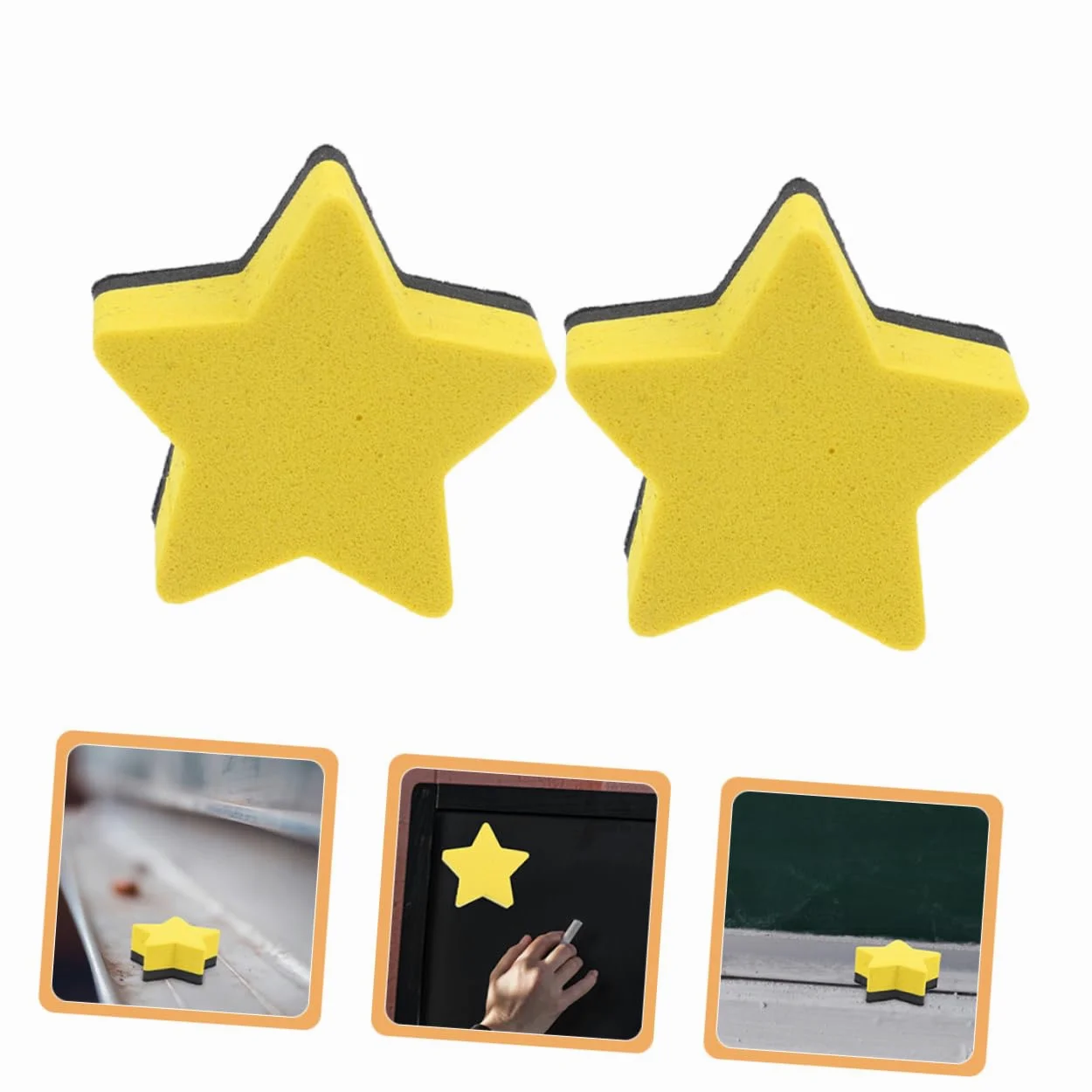 ARTIBETTER 4 Set Gomma Pentagramma Alunno Lavagna Bianca Cancellabile A Secco Magnetico Pulire Gomme Cancellabili A Secco Per La Classe Gomme Di Classe Panno in Feltro Giallo 15 Pezzi * 4