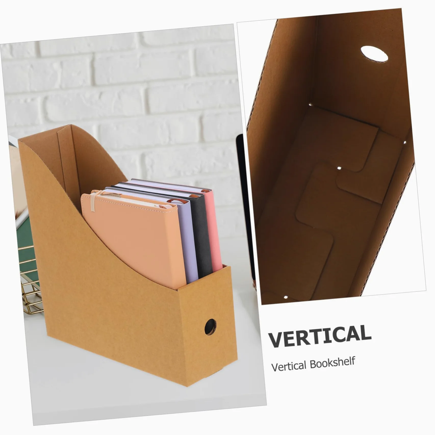 Angoily 8pezzi Forniture Per Ufficio e Cancelleria Riviste in Cartone Kraft Marrone Organizer Per Libri Contenitori Per Conservazione Di Riviste Per Scaffali Da Ufficio Aule Scrivania Port
