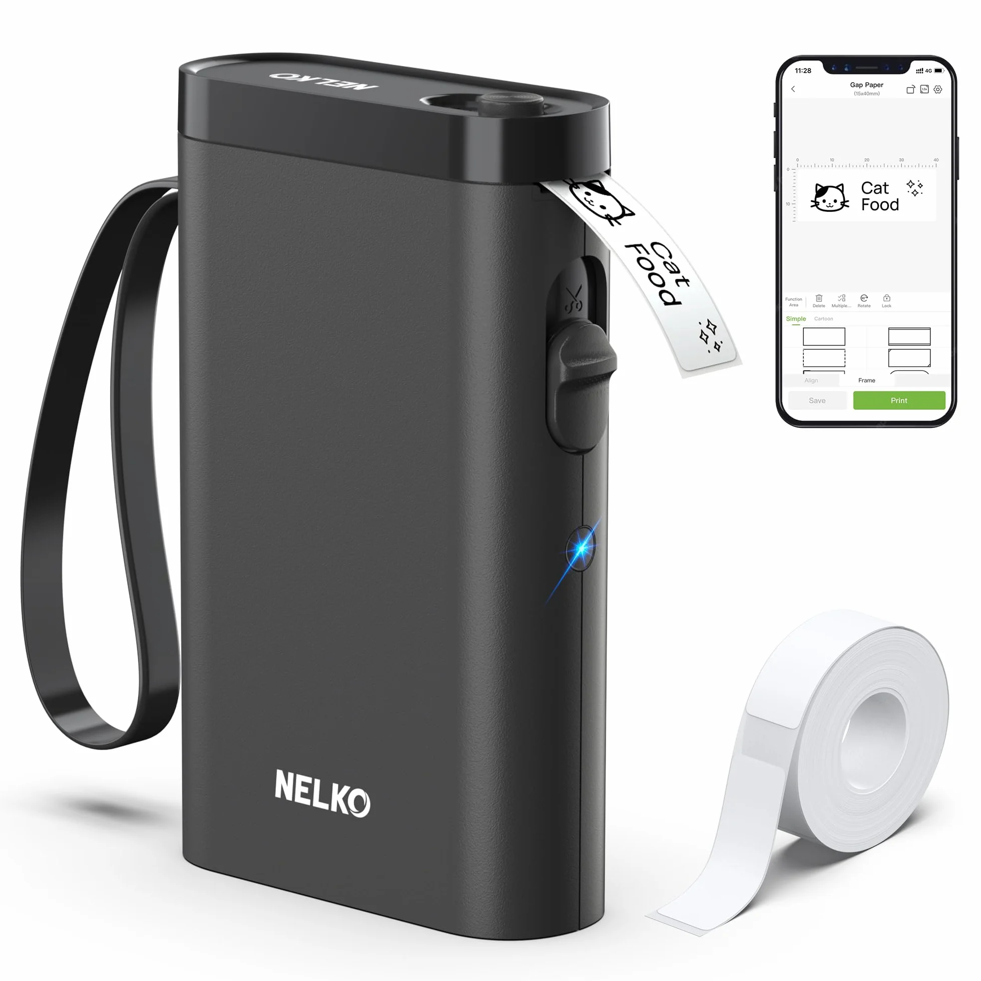 Nelko P21 Etichettatrice Bluetooth Mini Stampante Portatile Nero