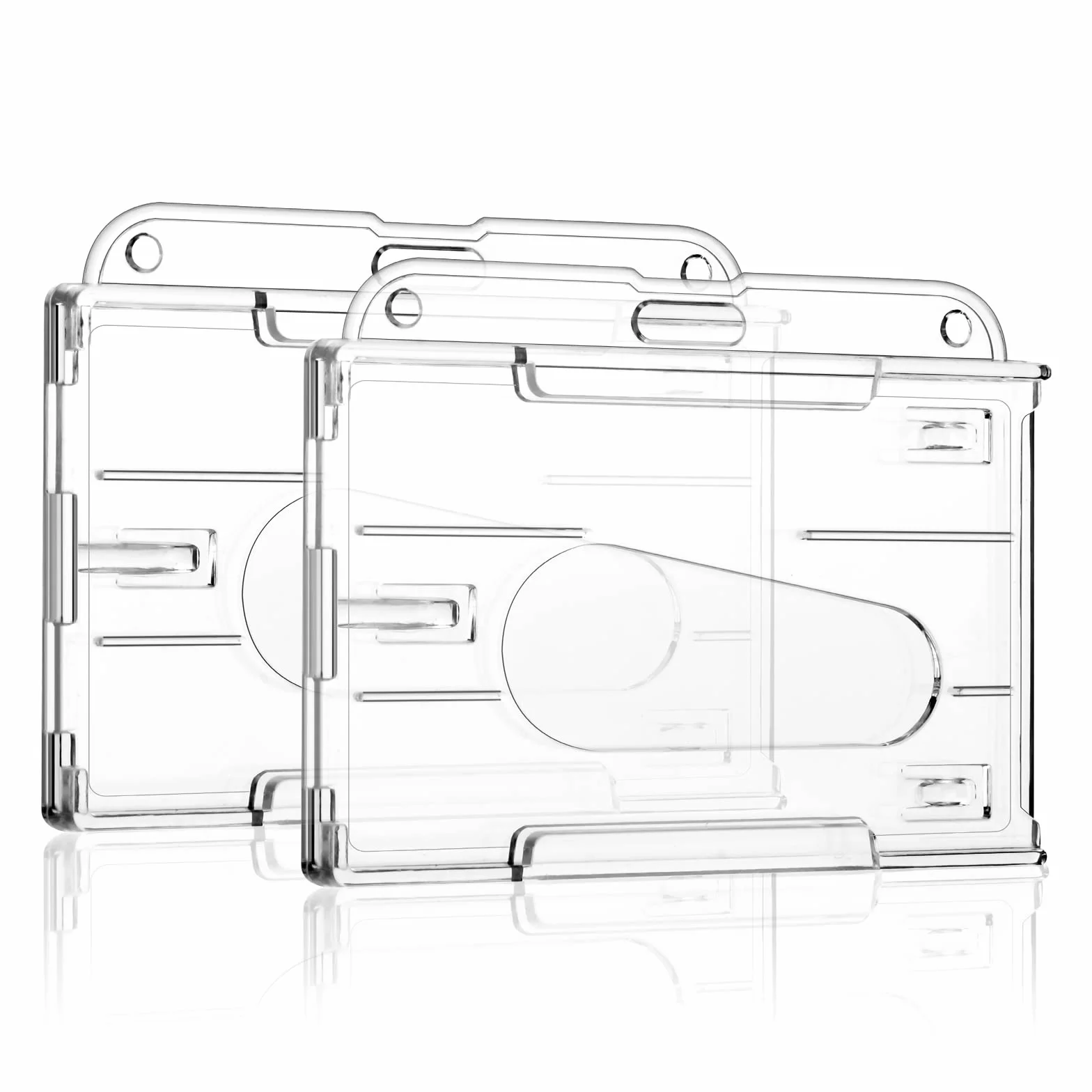Vicloon Porta Badge 2Pcs Plastica Rigida Trasparente Porta Carte di Credito con Slot per Pollice