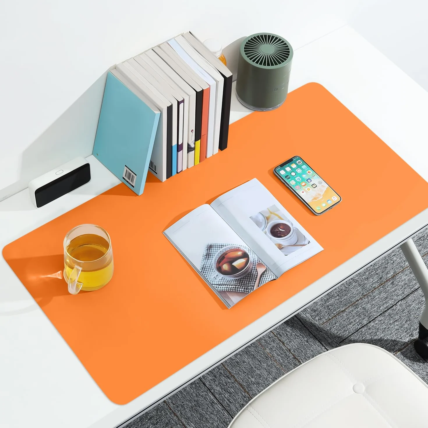 BUBM Tappetino multifunzionale per ufficio 80x40 cm sottomano scrivania impermeabile pelle PU mousepad ultrasottile antiscivolo Arancione
