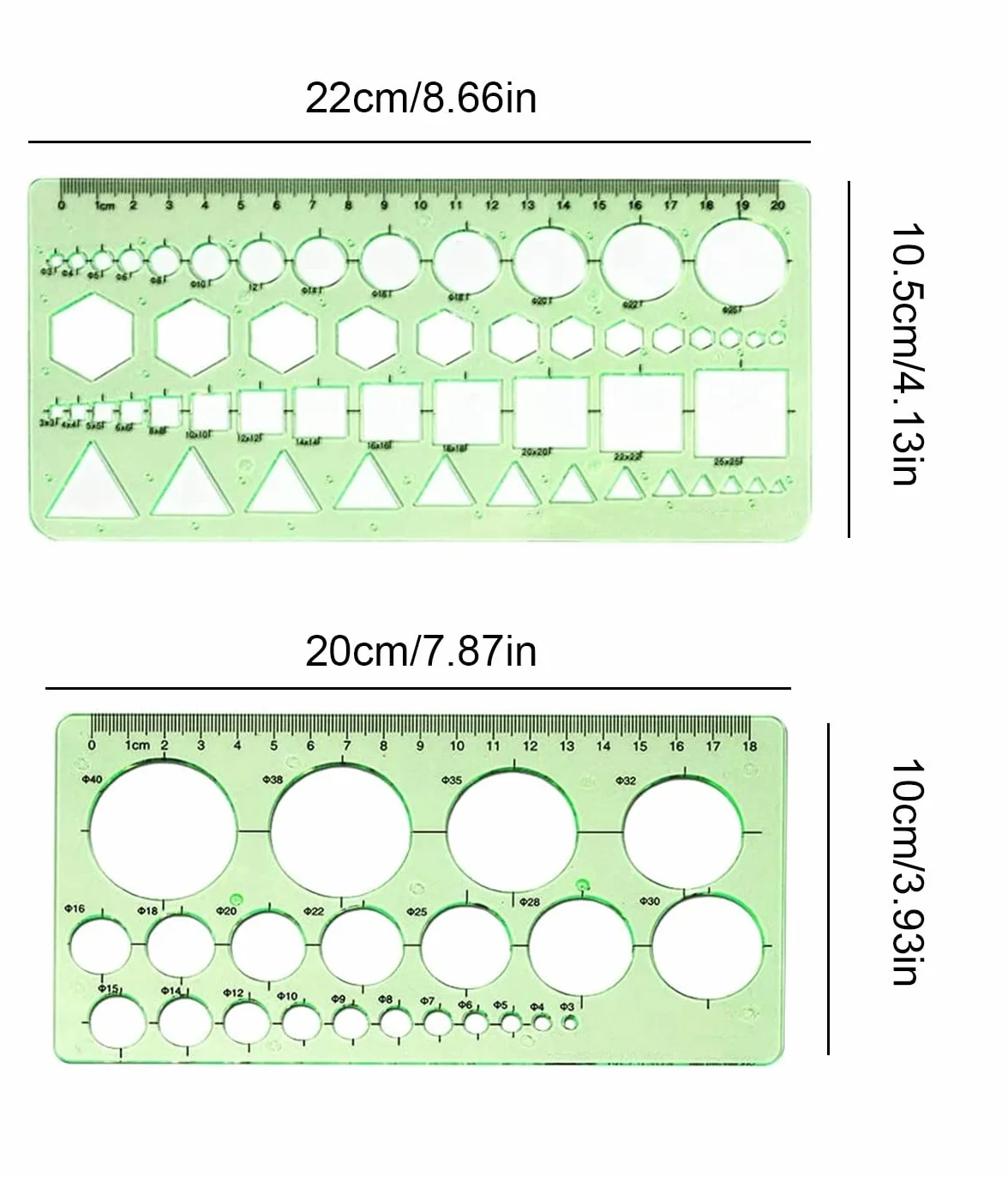 Normografo geografico righello modello cerchio geometrico 2 pz