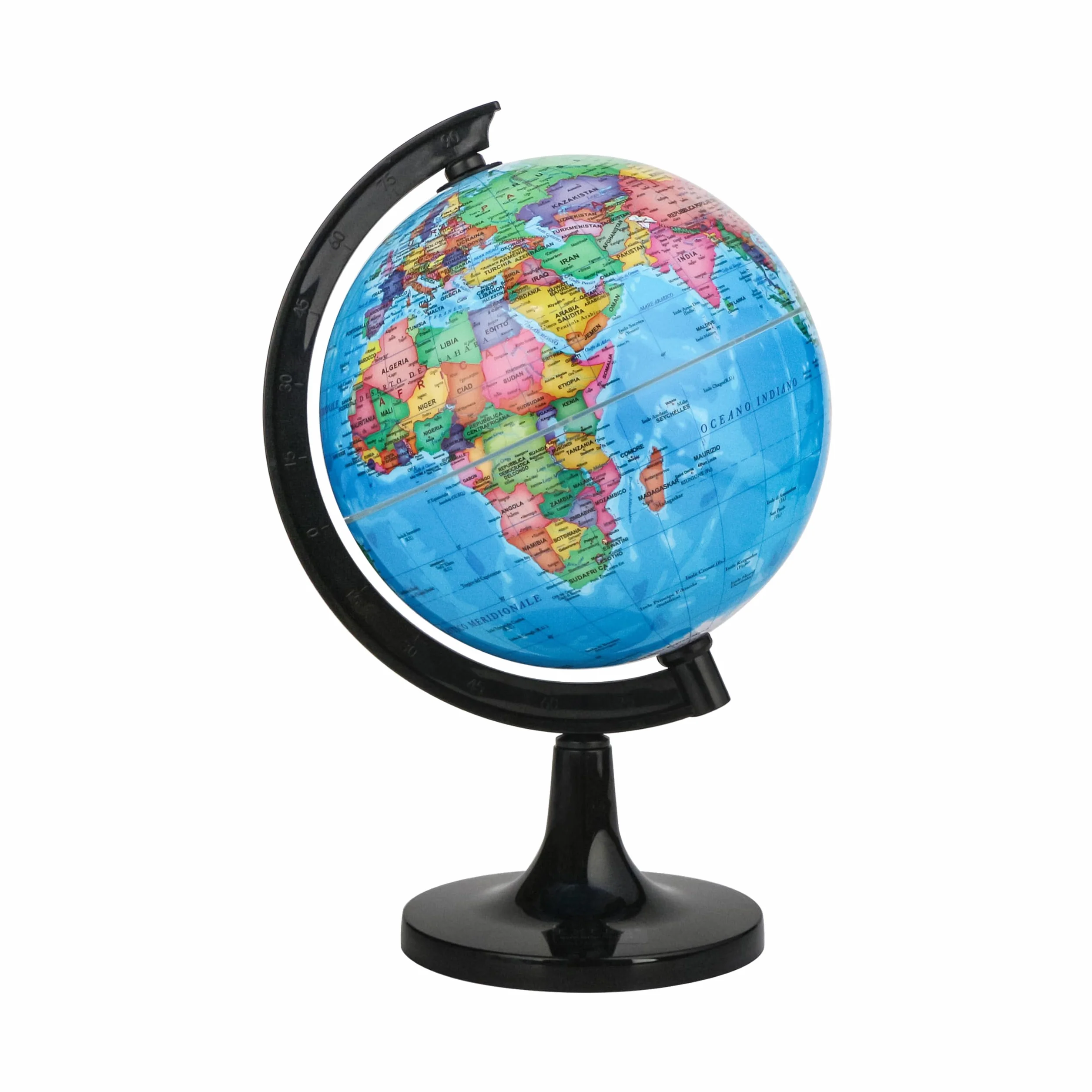 Mappamondo 14 cm Mappa Italiana Base Nera Exerz