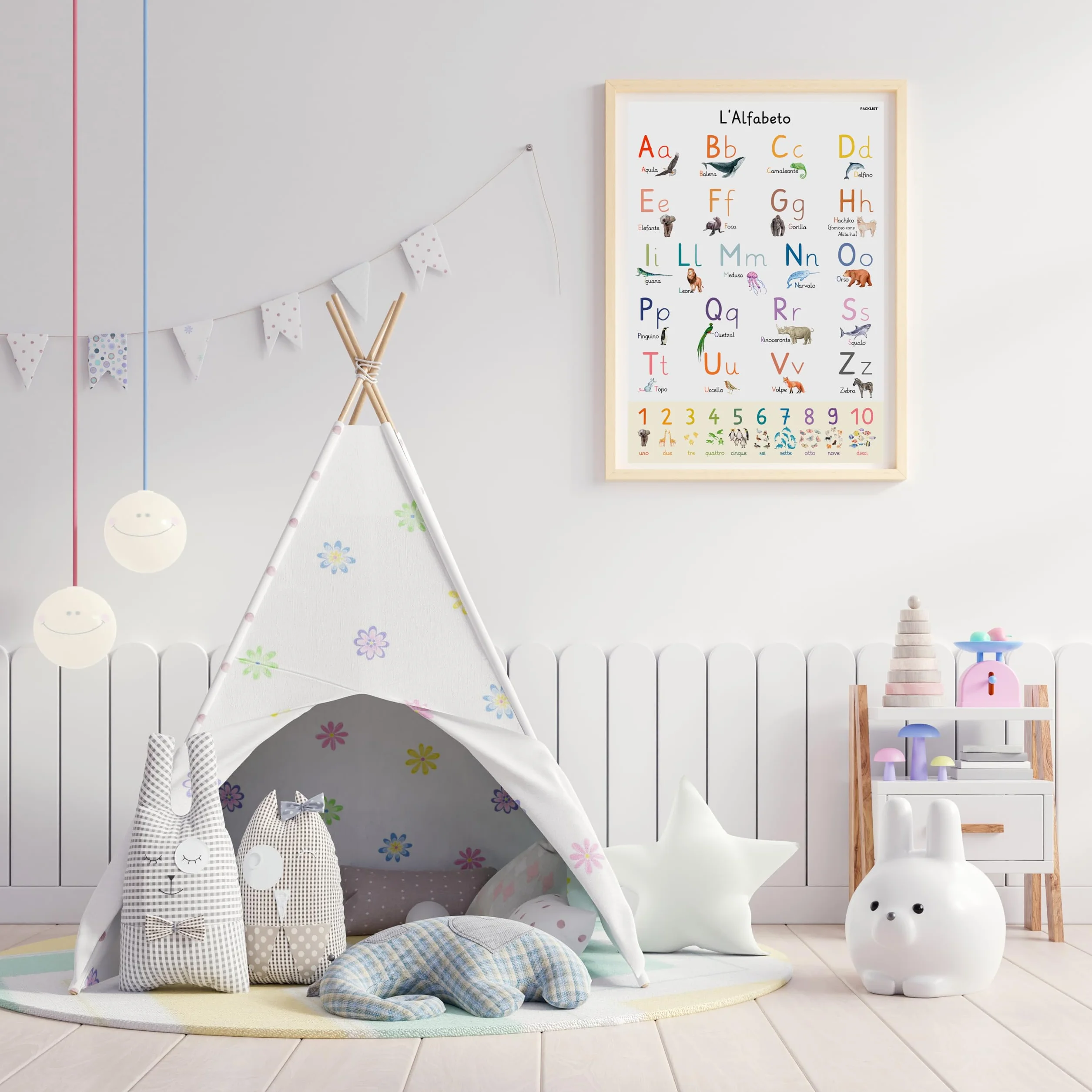 Poster Alfabeto Italiano per Bambini - Lettere Grandi Animali Divertenti