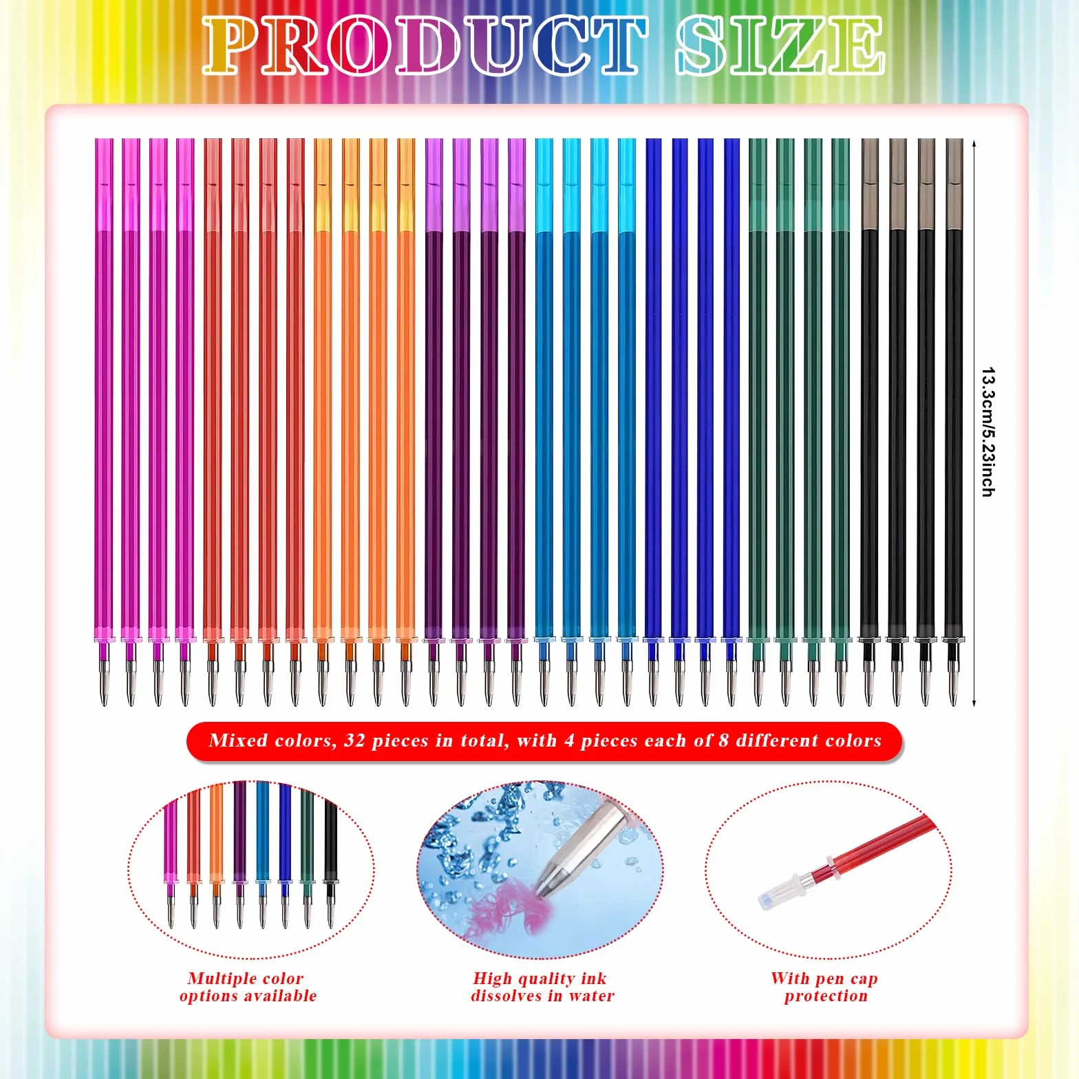 Ricariche Cancellabili per Penna Gel 32 Pezzi Compatibili Legami Punta 0,7 mm Inchiostro Termosensibile