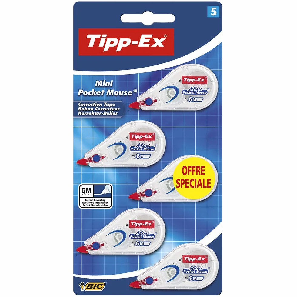 Tipp-Ex Mini Pocket Mouse Bianchetto a Nastro Confezione da 6 Unità