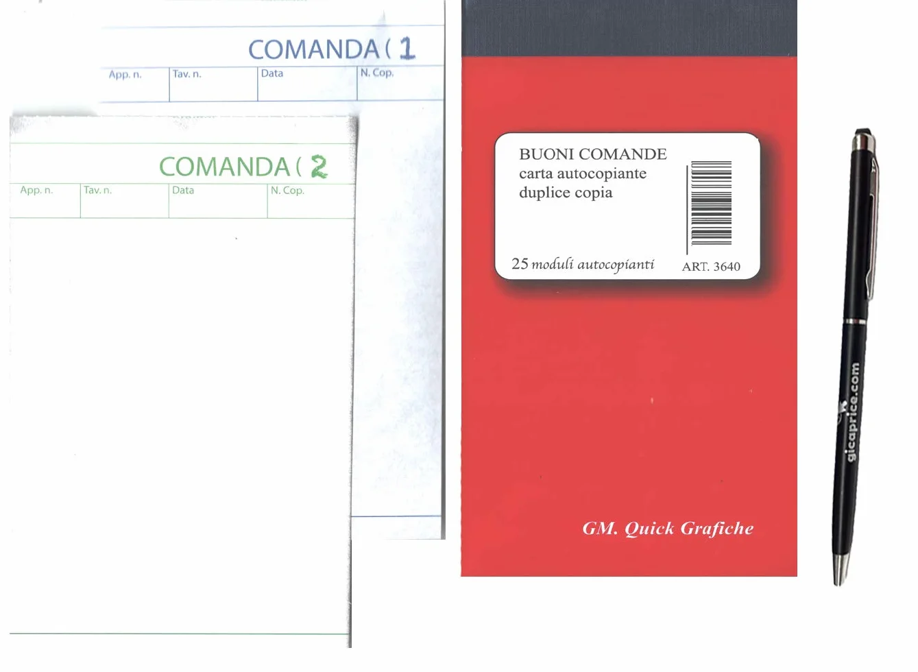 Blocchi comande 25x2 carta chimica auto ricalcanti 50 pz ristorante bar pub