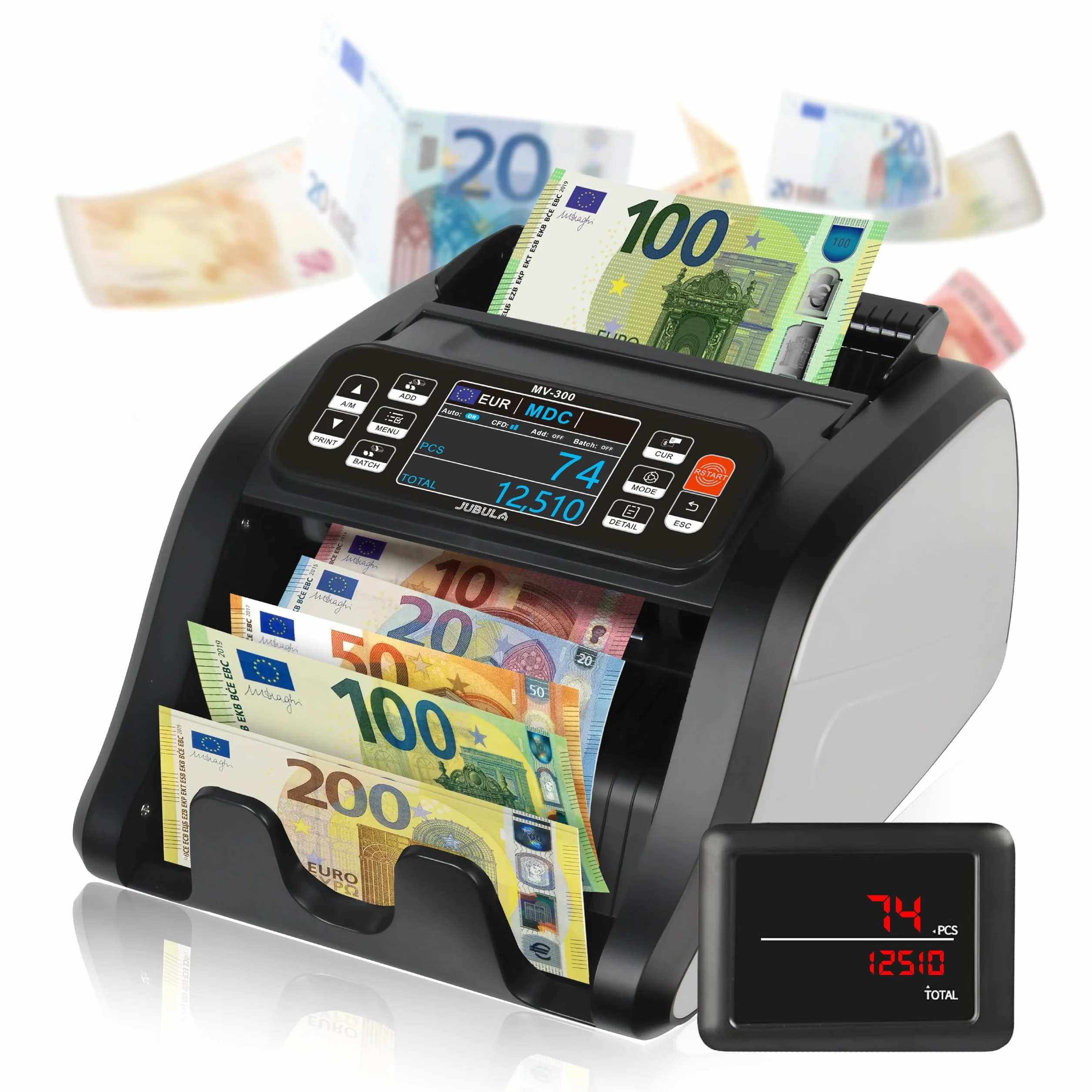 MV-300 Macchina conta banconote professionale a denominazione mista | EUR, USD, GBP | Verifica banconote | Macchina conta soldi | Contabanconote professionale miste | Contasoldi
