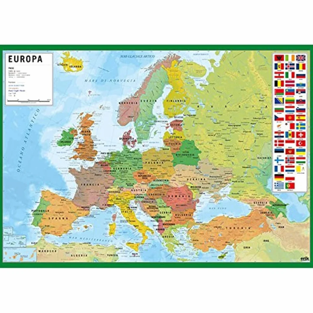 Grupo Erik Sottomano Multifunzione Mappa d'Europa 49,5 x 34,5 cm Tappetino da scrivania rigido