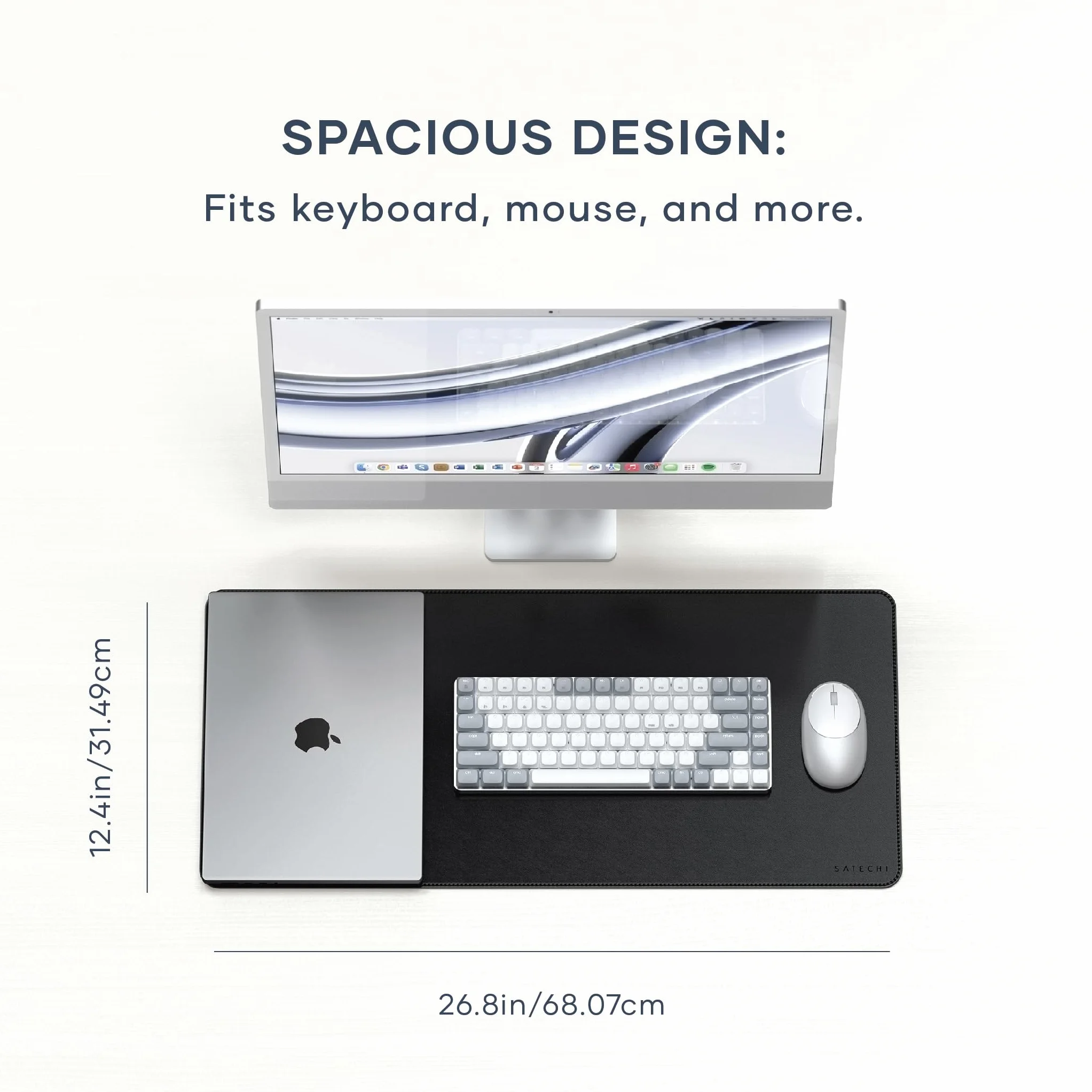 SATECHI Tappetino Mouse XXL 68 x 32 cm, Tappetino Scrivania Grande in PU Premium – Nero