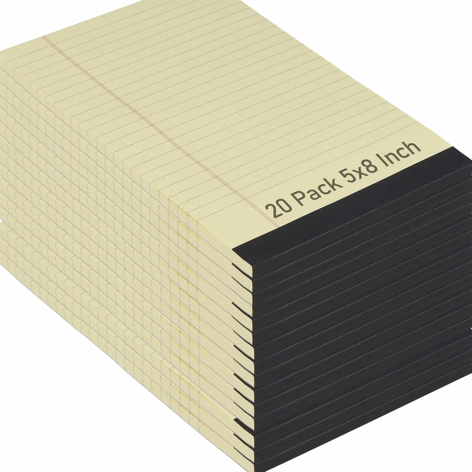 MOUYAT Confezione da 20 blocchi legali gialli da 12,7 x 20,3 cm, a righe universitarie, 100 fogli per blocco con bordo perforato per documenti in ufficio