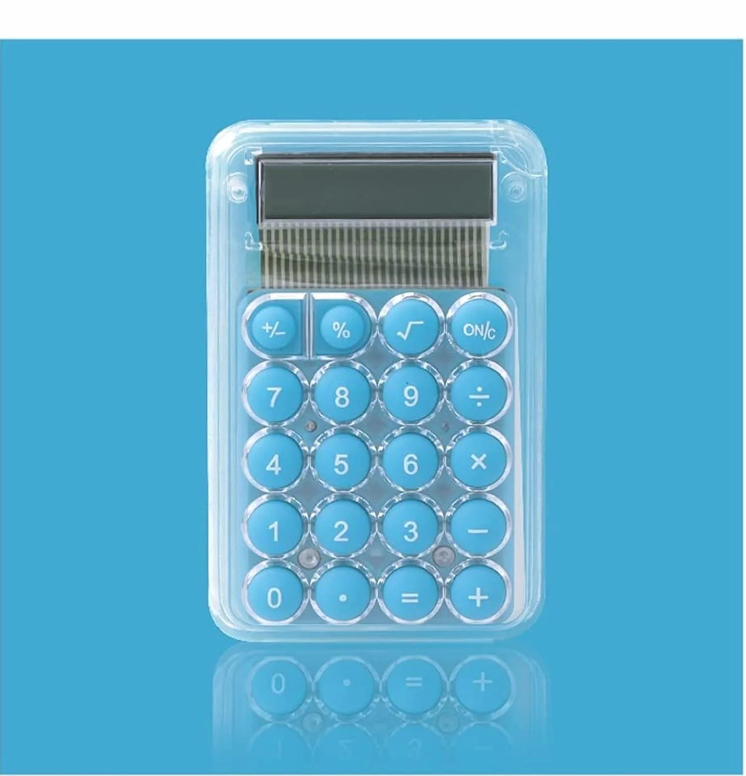 Calcolatrice per Ufficio Calcolatrici Elettroniche Trasparenti Calcolatrice Tascabile con Display LCD da Tavolo for Test degli Studenti Scuola(Dark Blue)