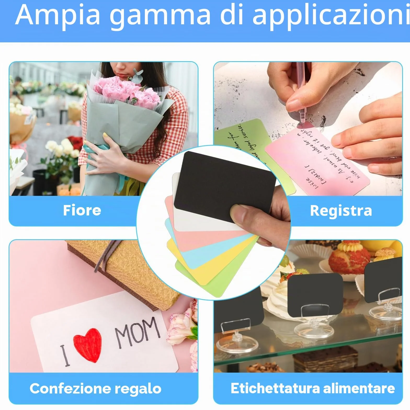 300 Pezzi Carte Kraft Vergini, Biglietti da Visita, Cartoline, Nero/Bianco/Rosa/Giallo/Blu/Verde