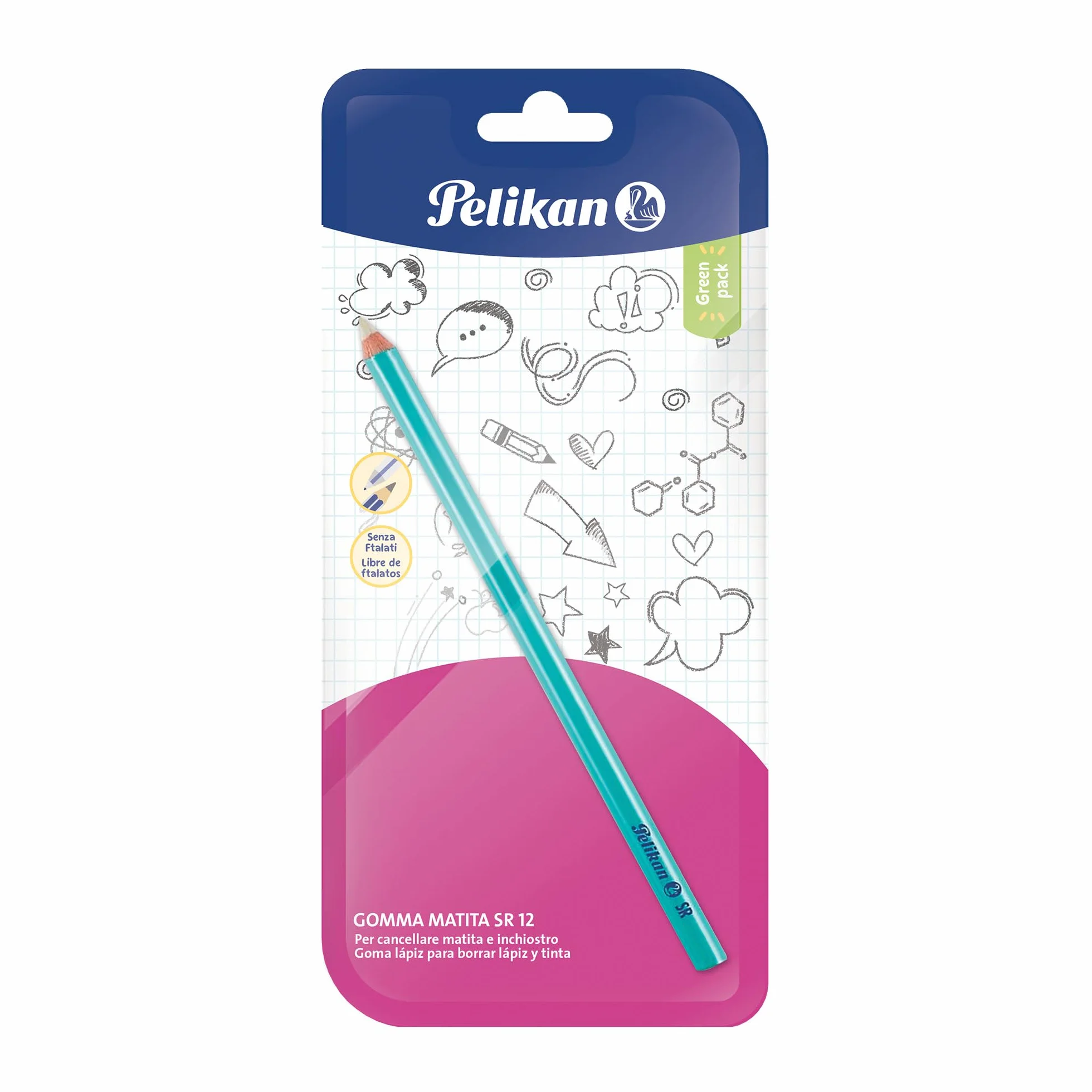 Pelikan Gomme da Cancellare SR 12, Gomma a Forma di Matita per Disegno Tecnico e Artistico, Inchiostro, China e Matite, 1 Pezzo