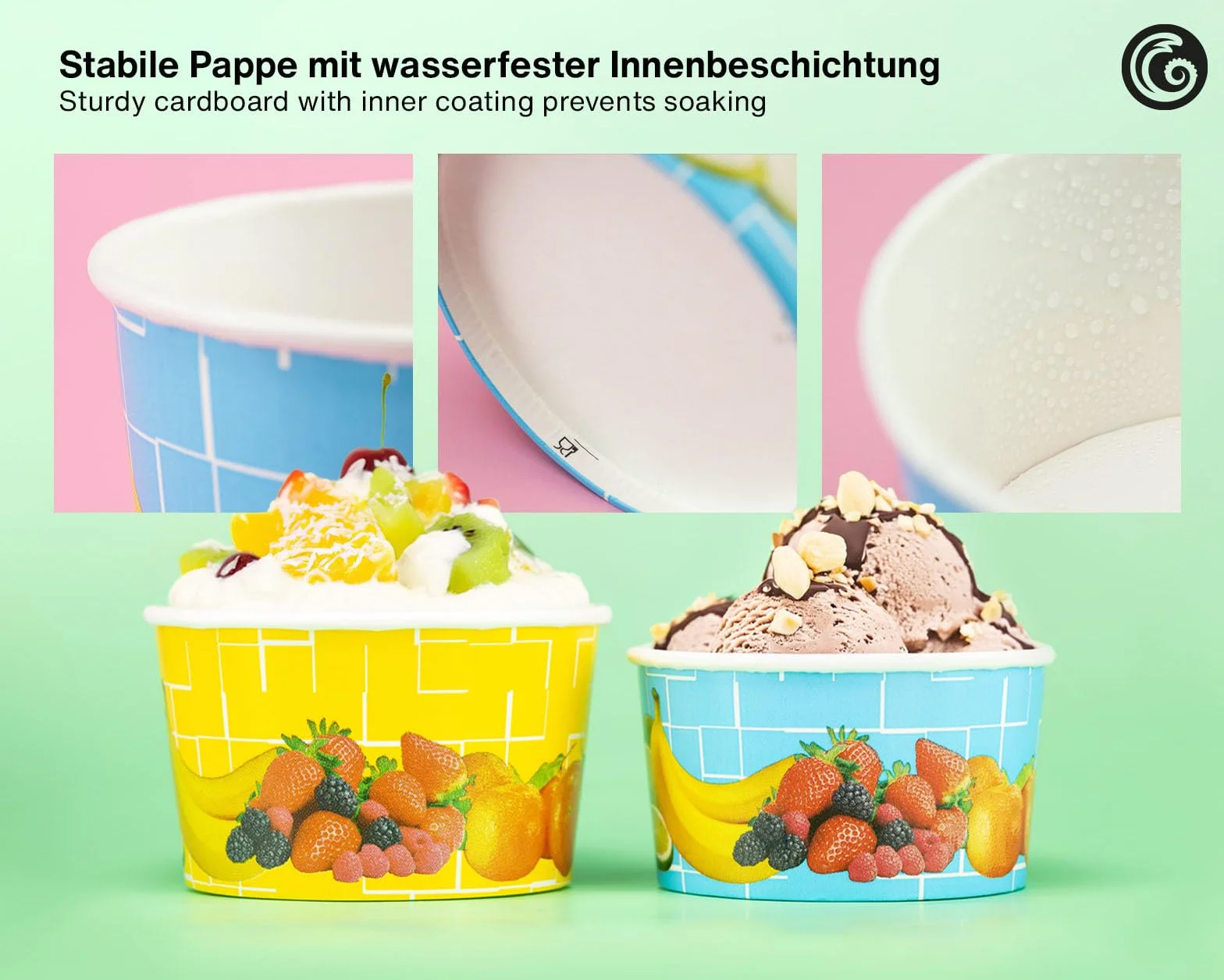Coppe gelato di carta 160 ml, coppe frutta 200 pezzi