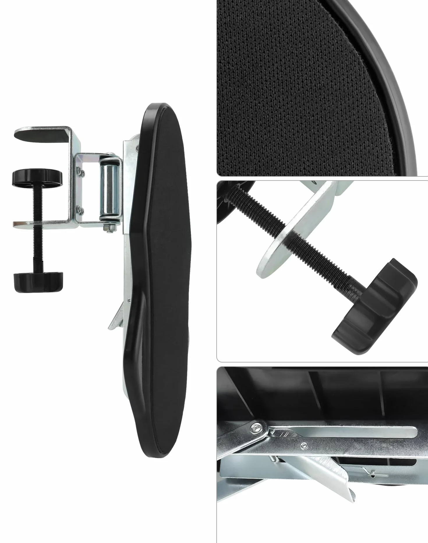 Set di 2 Poggiabraccio Ergonomico da Scrivania, Prolunga Scrivania per Supporto Bracciolo e Gomito, Rotazione 180° Pieghevole 90°