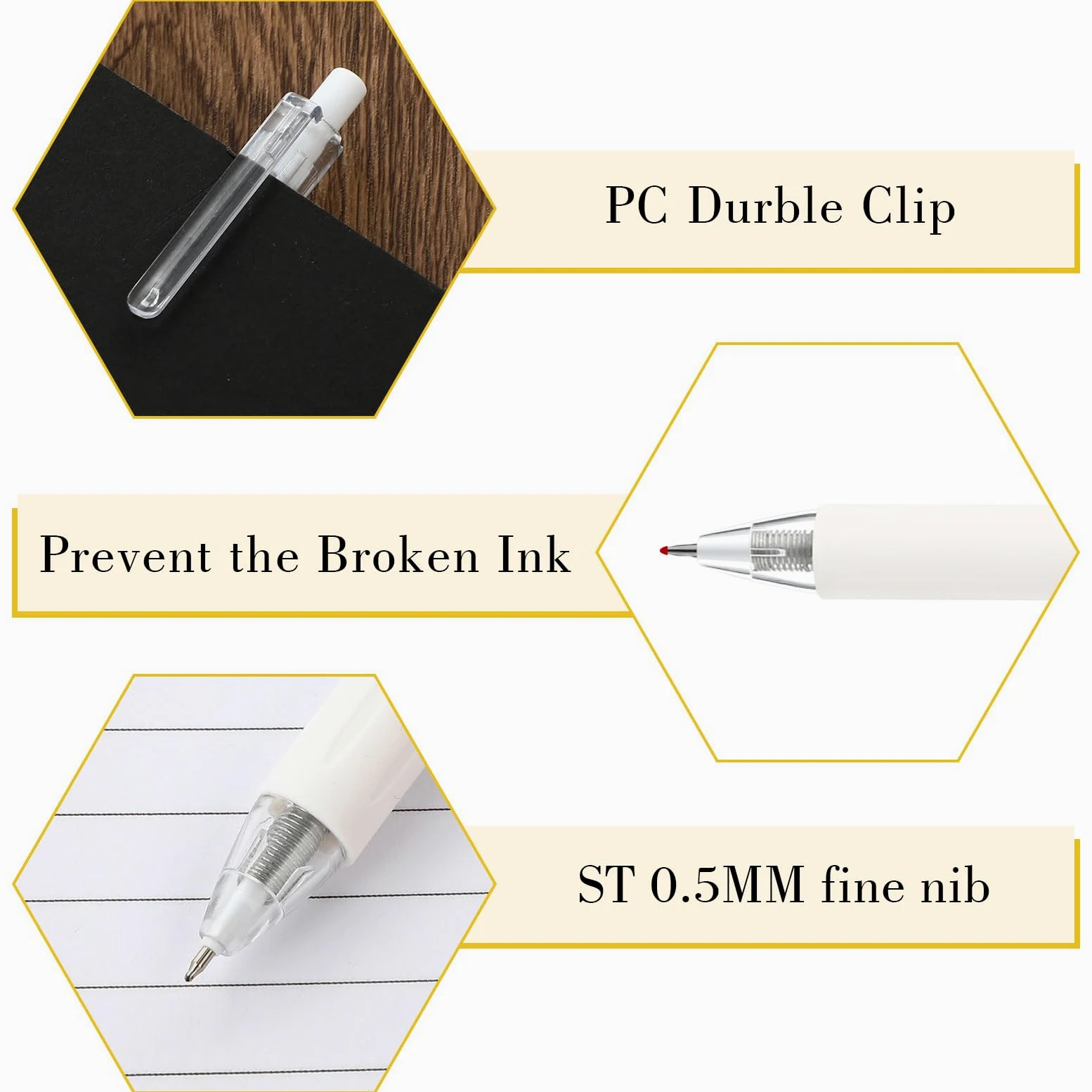 Motiskyy 100 penne a sfera con inchiostro gel nero da 0,5 mm, retrattili, a scatto, con punta media, scrittura liscia, impugnatura comoda, per il rientro a scuola, ufficio, classe, lavoro, casa