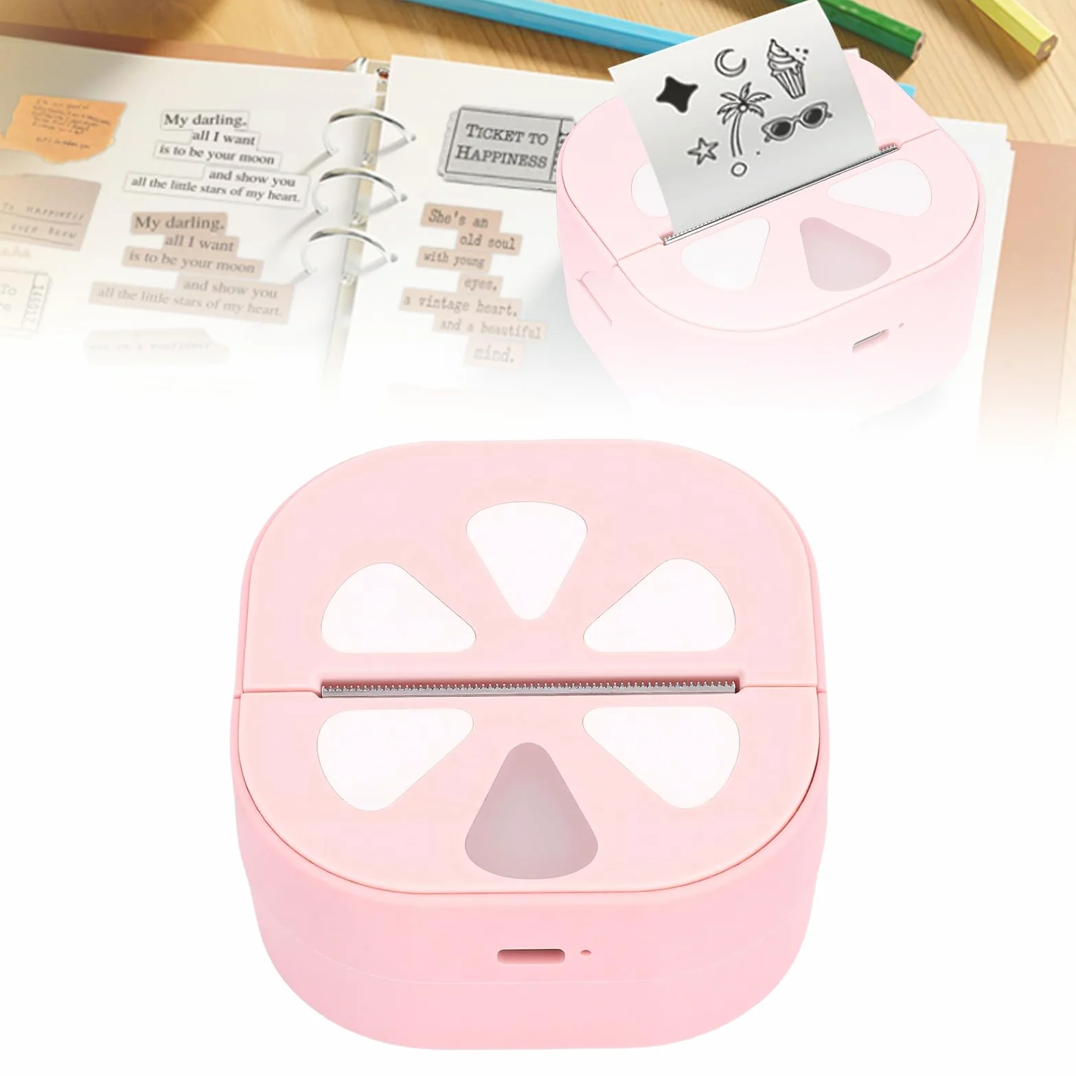Jectse Mini Stampante per Adesivi, Etichettatrice Termica Portatile Stampa Senza Inchiostro con App di Stampa per Adesivi, Foto, Codici a Barre, Casa, Ufficio, Scuola