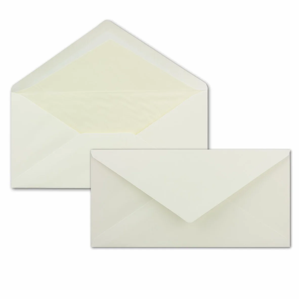 Karten und Co. - Buste per lettere, formato DIN lungo, 80 g/mq, 110 x 220 mm, carta colorata, con lembo a punta 2000 Stück Champagner - DIN Lang