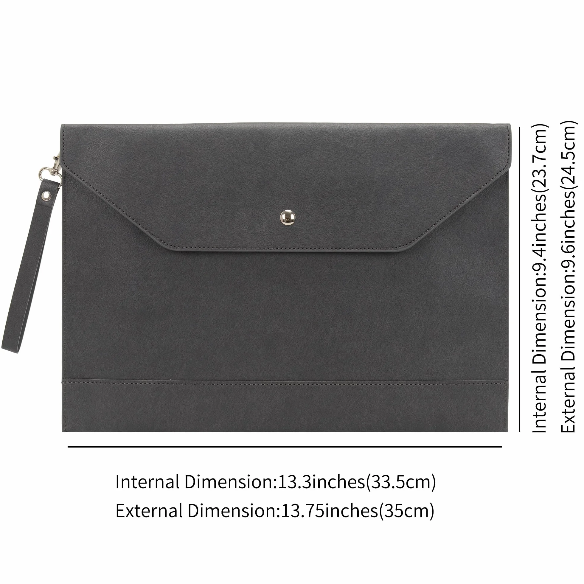 Portadocumenti A4 in Pelle Sintetica Alta Capacità per Portfolio e Tablet PC Grigio Scuro