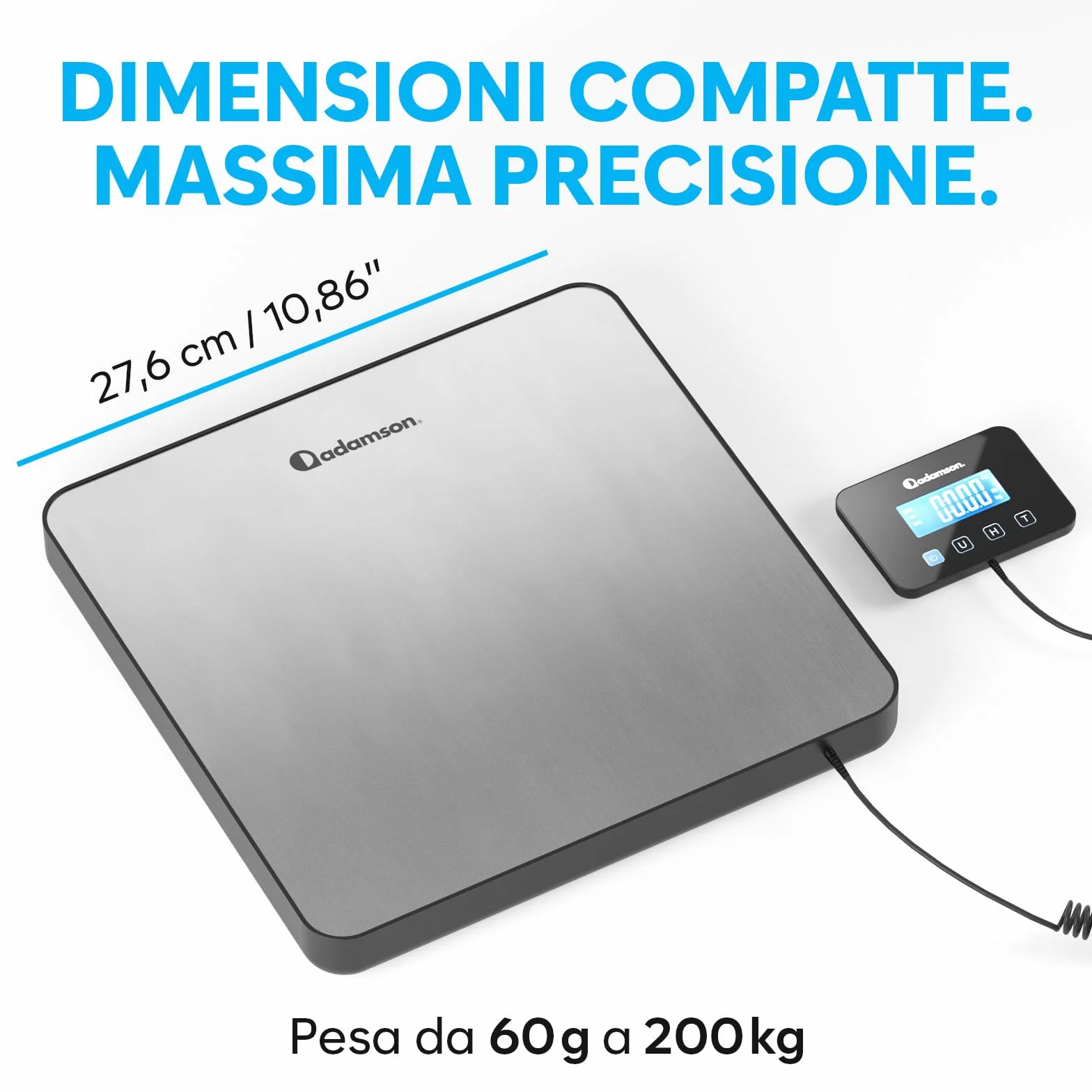 Bilancia Professionale 200 kg/10 g Alta Precisione con Funzione Hold/Tara per Pacchi Bagagli Uso Industriale