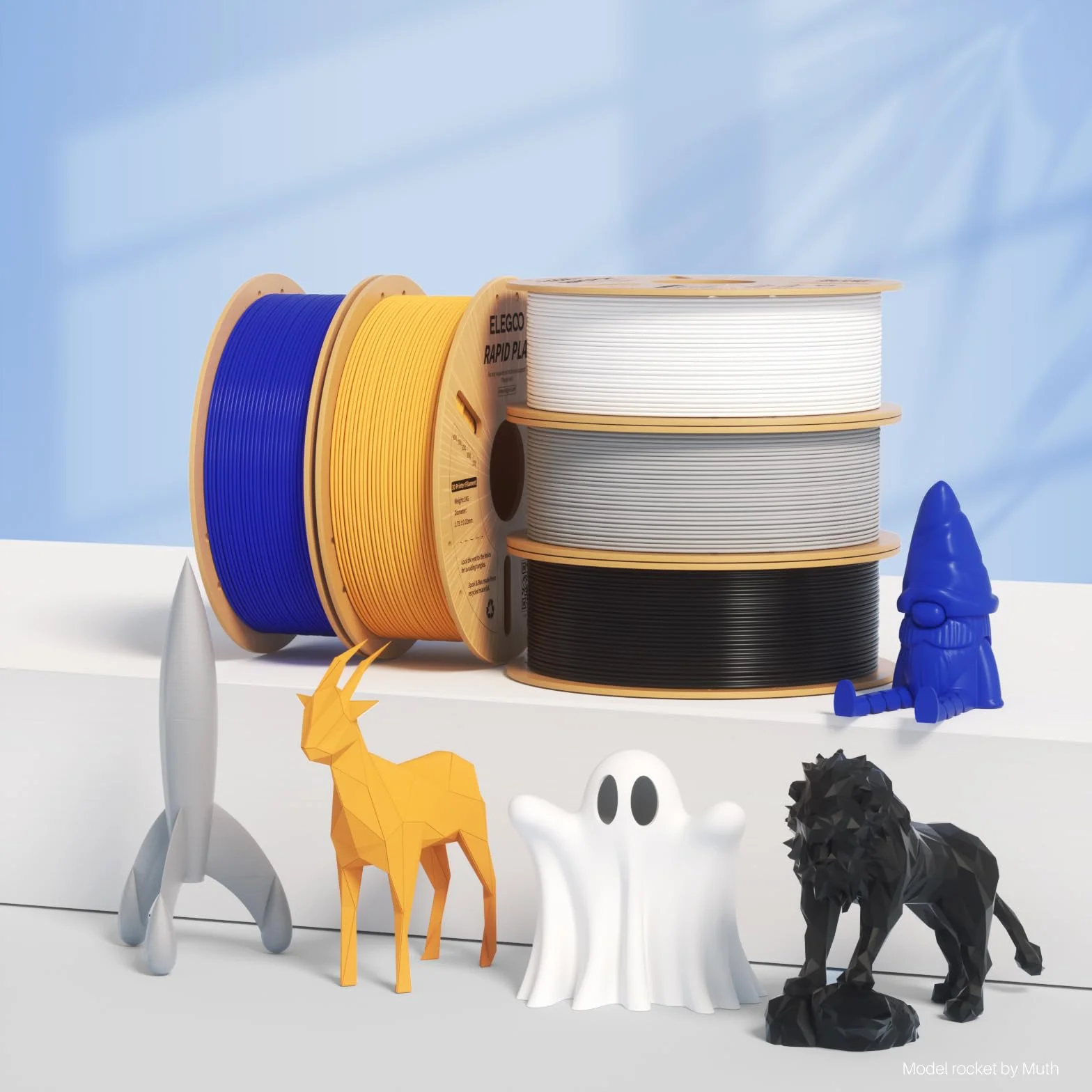 ELEGOO Rapido Filamento PLA+ 1.75mm Nero 1KG Alta Velocità 30-600 mm/s Precisione Dimensionale +/- 0.02mm