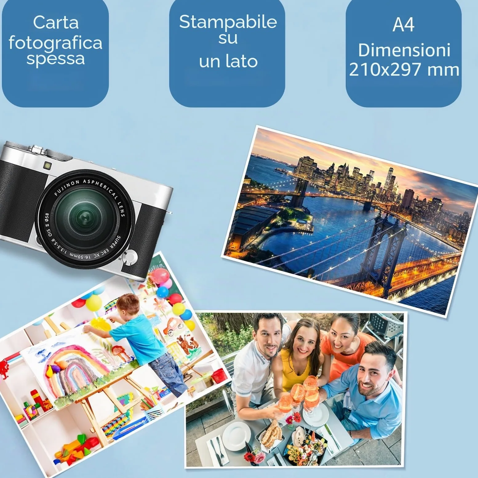 A4 300gsm Carta Fotografica Spessa da - 100 Fogli con Superficie Lucida per Stampe di Foto, Biglietti di Auguri, Cartoline