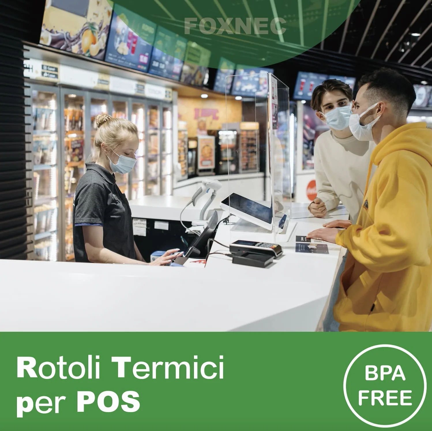 FOXNEC 20 Rotoli Carta Termica 57mm x 18M x 12mm per Registratore di Cassa e Ricevute Bancomat