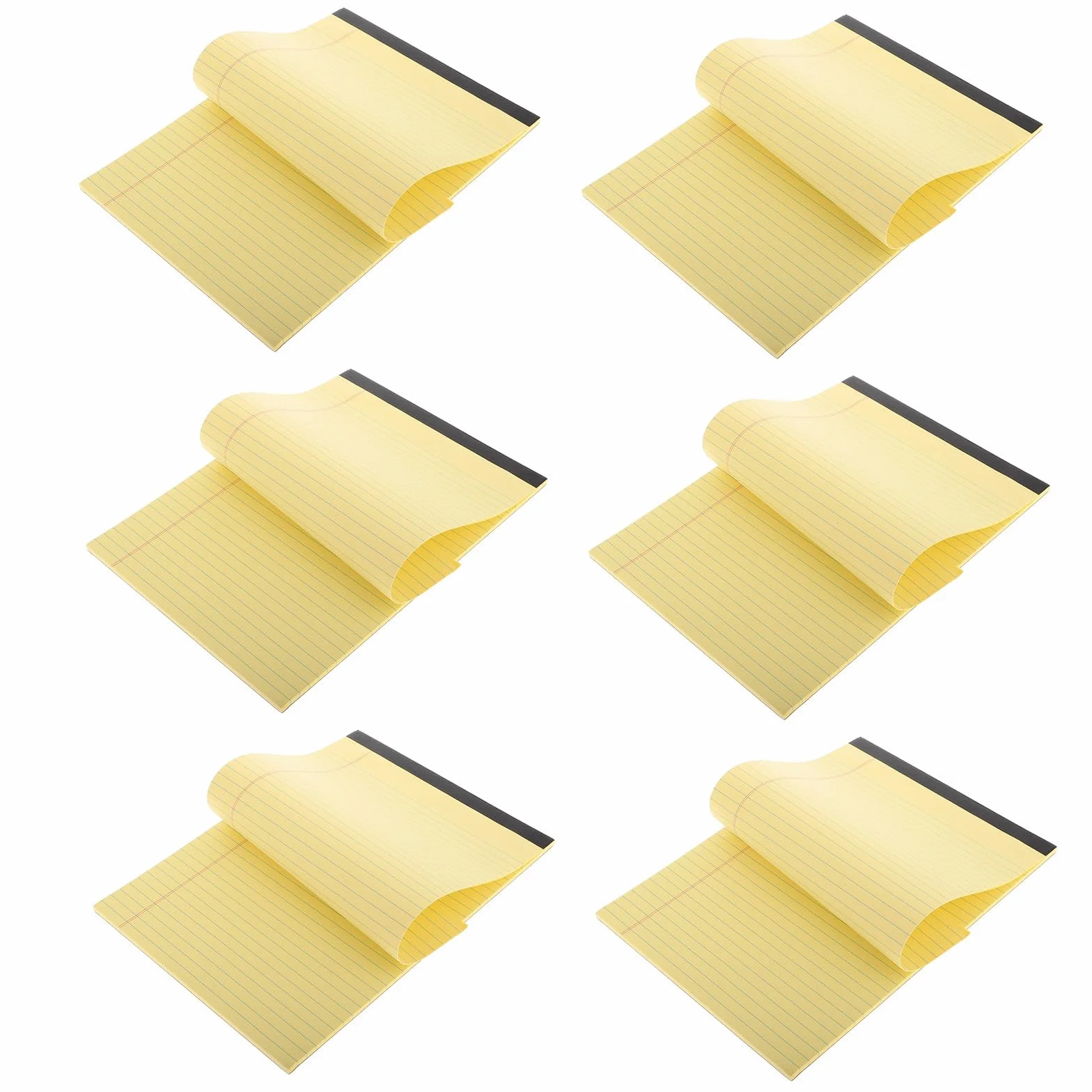 GALPADA Blocco Note A4 6 Pezzi Giallo con Pagine a Righe e Design a Sezioni, per Appunti di Lavoro e Scuola, Carta di Polpa di Legno