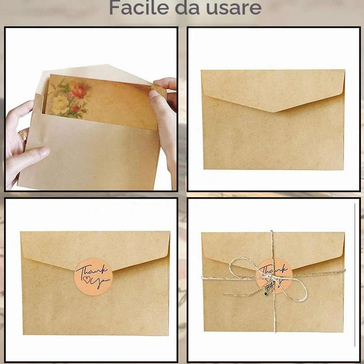 Set di carta kraft vintage 6 buste carta da lettere a righe inviti nozze biglietti auguri