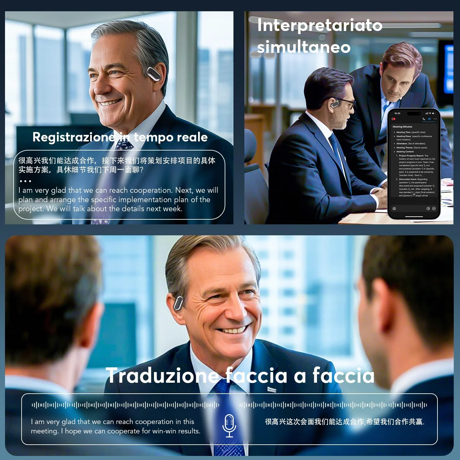 2026 Cuffie Traduzione Simultanea in 198 Lingue, 4 in1 Auricolari Traduttore Vocale Istantaneo Multilingue,Bluetooth 6.1 Wireless 80 ore con ENC Mics, Cuffie Traduzione Adatto per affari, viaggi
