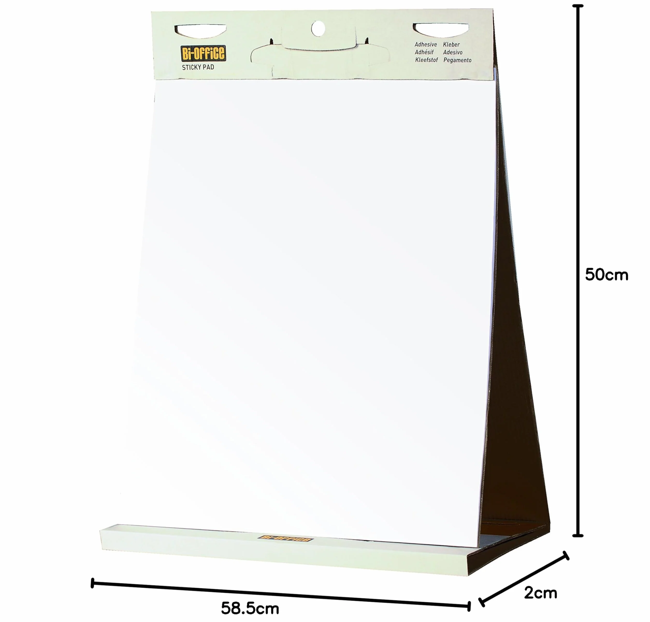 Bi-Office Blocco di Carta Autoadesivi Da Tavolo Con Strato Adesivo Riposizionabile, 20 Fogli, 70 g/mq, 500 x 585 mm