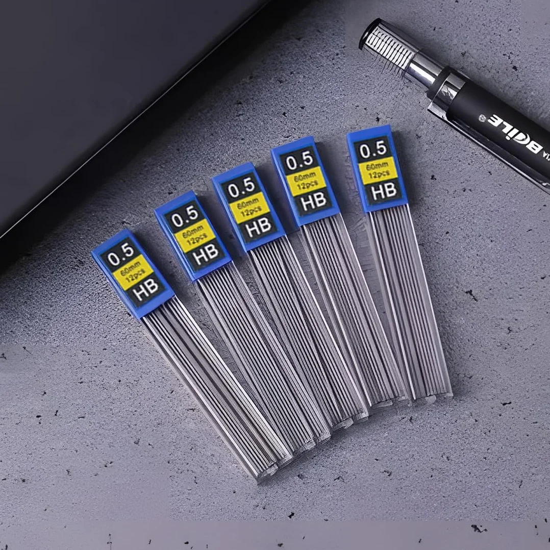 Mine HB 0.5 mm Infrangibili per Portamine, 120 Pezzi, Nero e Bianco